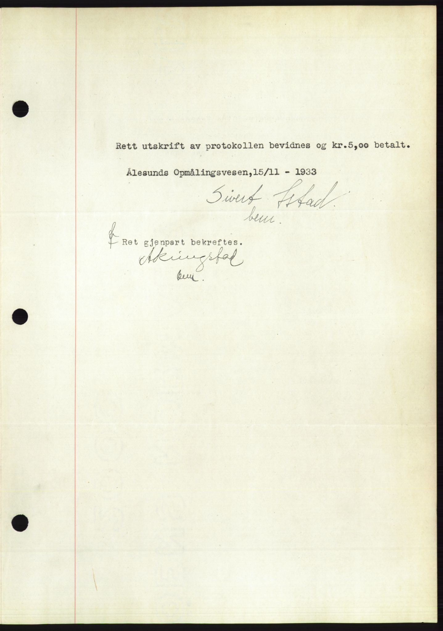 Ålesund byfogd, AV/SAT-A-4384: Mortgage book no. 31, 1933-1934, Deed date: 30.01.1934