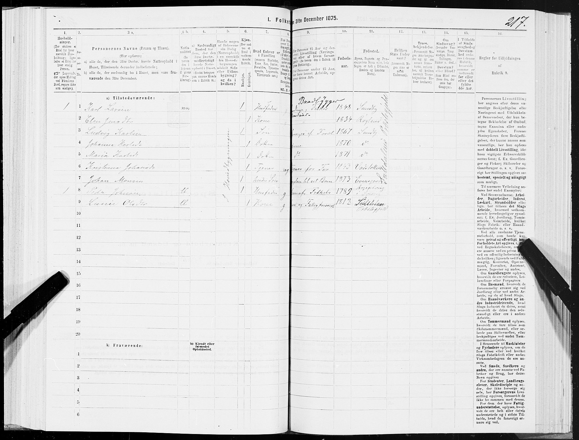 SAT, 1875 census for 1840P Saltdal, 1875, p. 1217