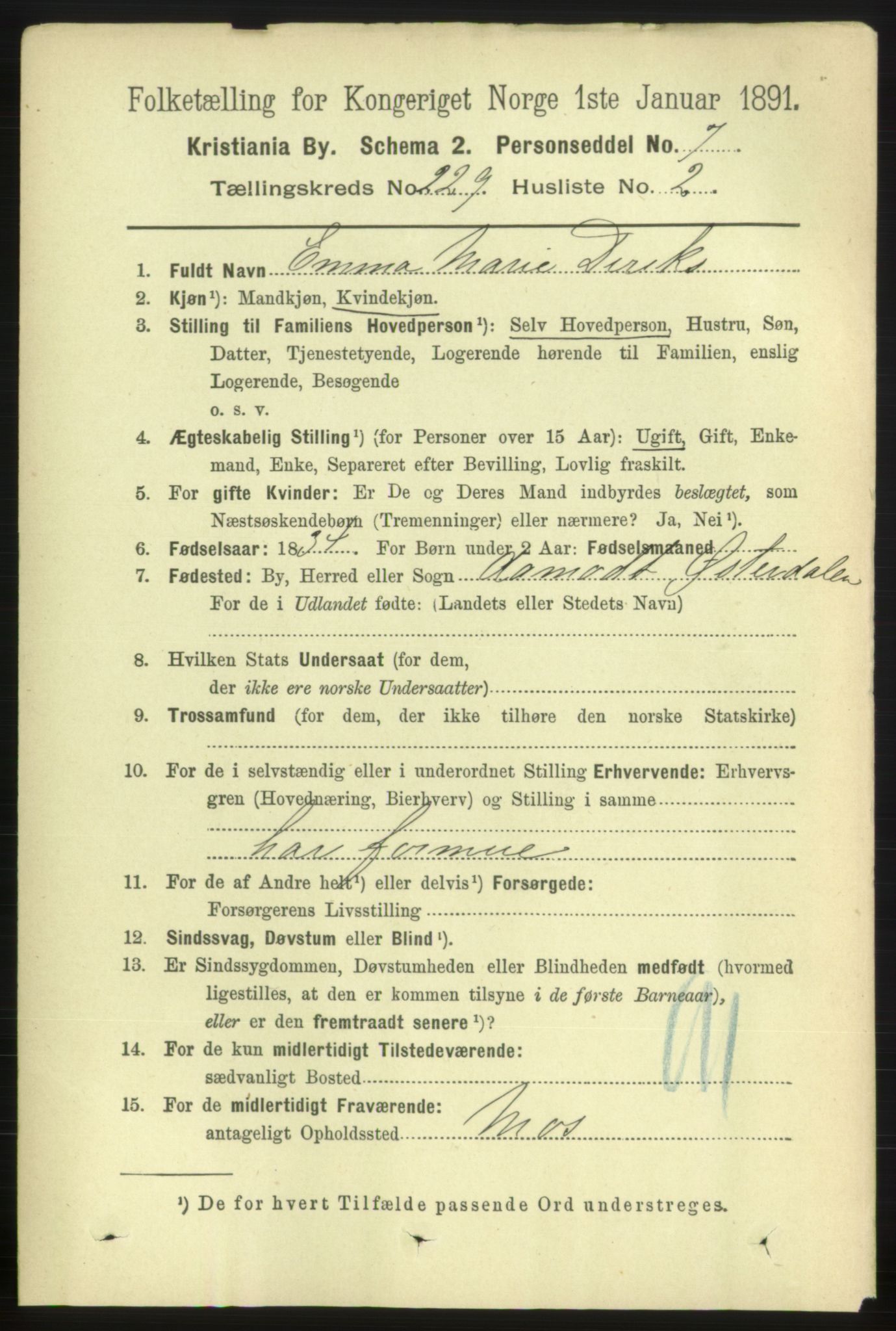 RA, 1891 census for 0301 Kristiania, 1891, p. 140465