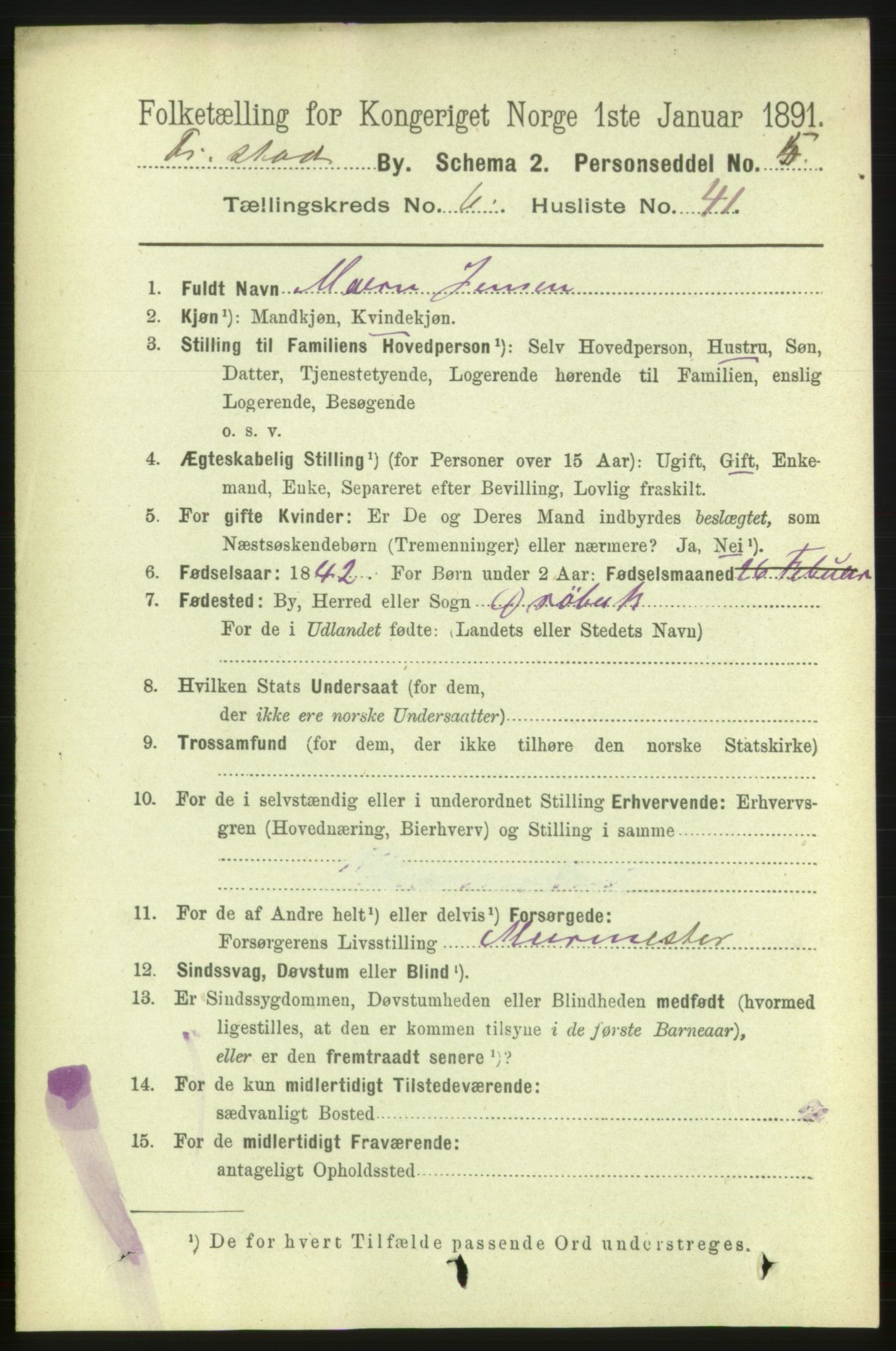 RA, 1891 census for 0103 Fredrikstad, 1891, p. 8012