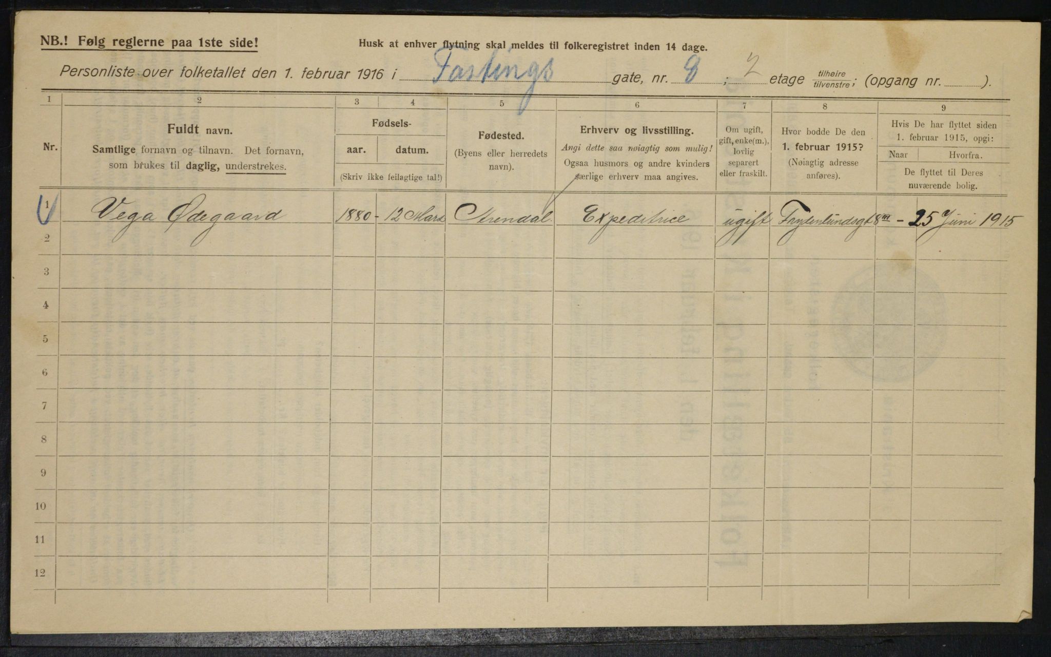 OBA, Municipal Census 1916 for Kristiania, 1916, p. 24046