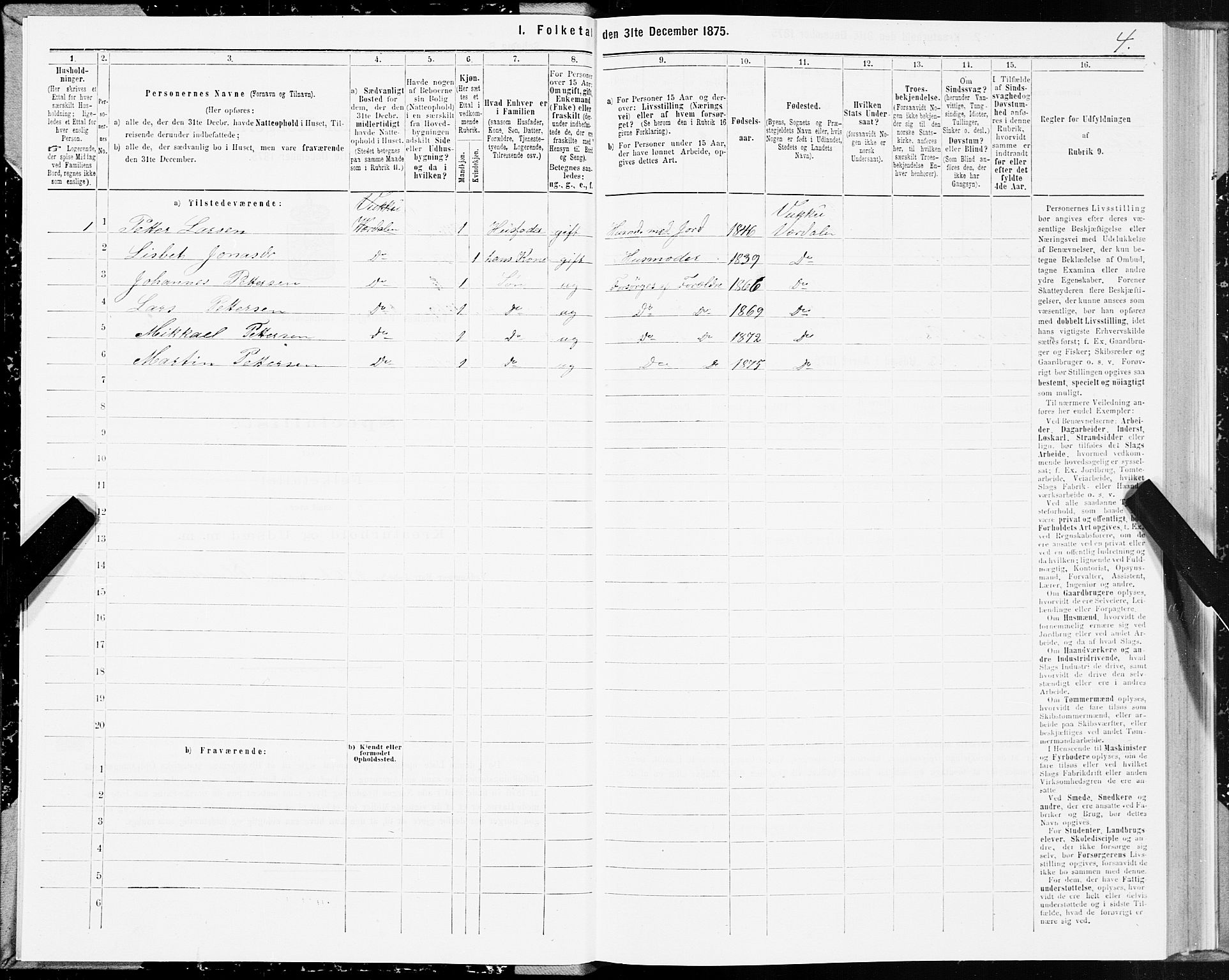 SAT, 1875 census for 1721P Verdal, 1875, p. 7004