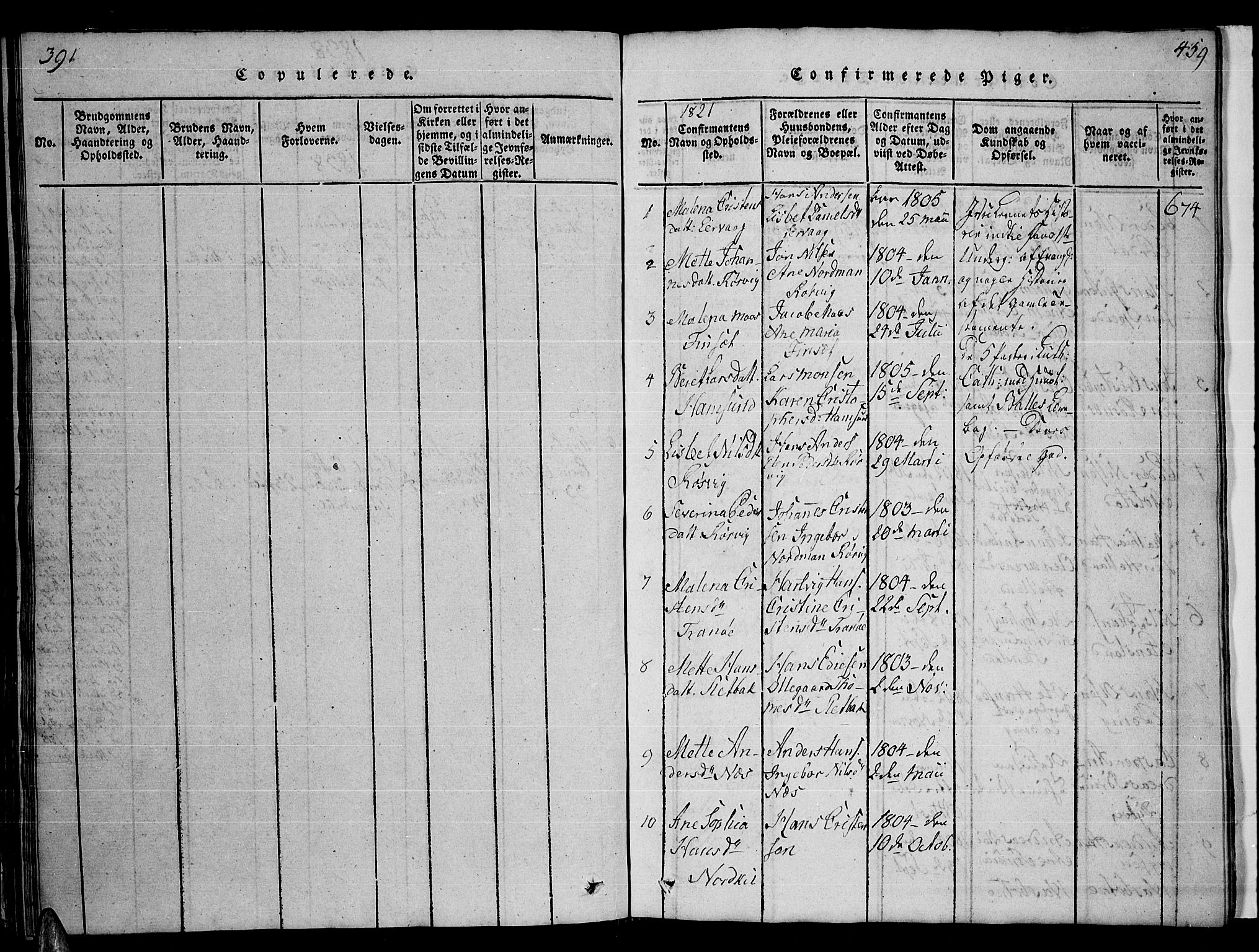 Ministerialprotokoller, klokkerbøker og fødselsregistre - Nordland, AV/SAT-A-1459/859/L0855: Parish register (copy) no. 859C01, 1821-1839, p. 458-459