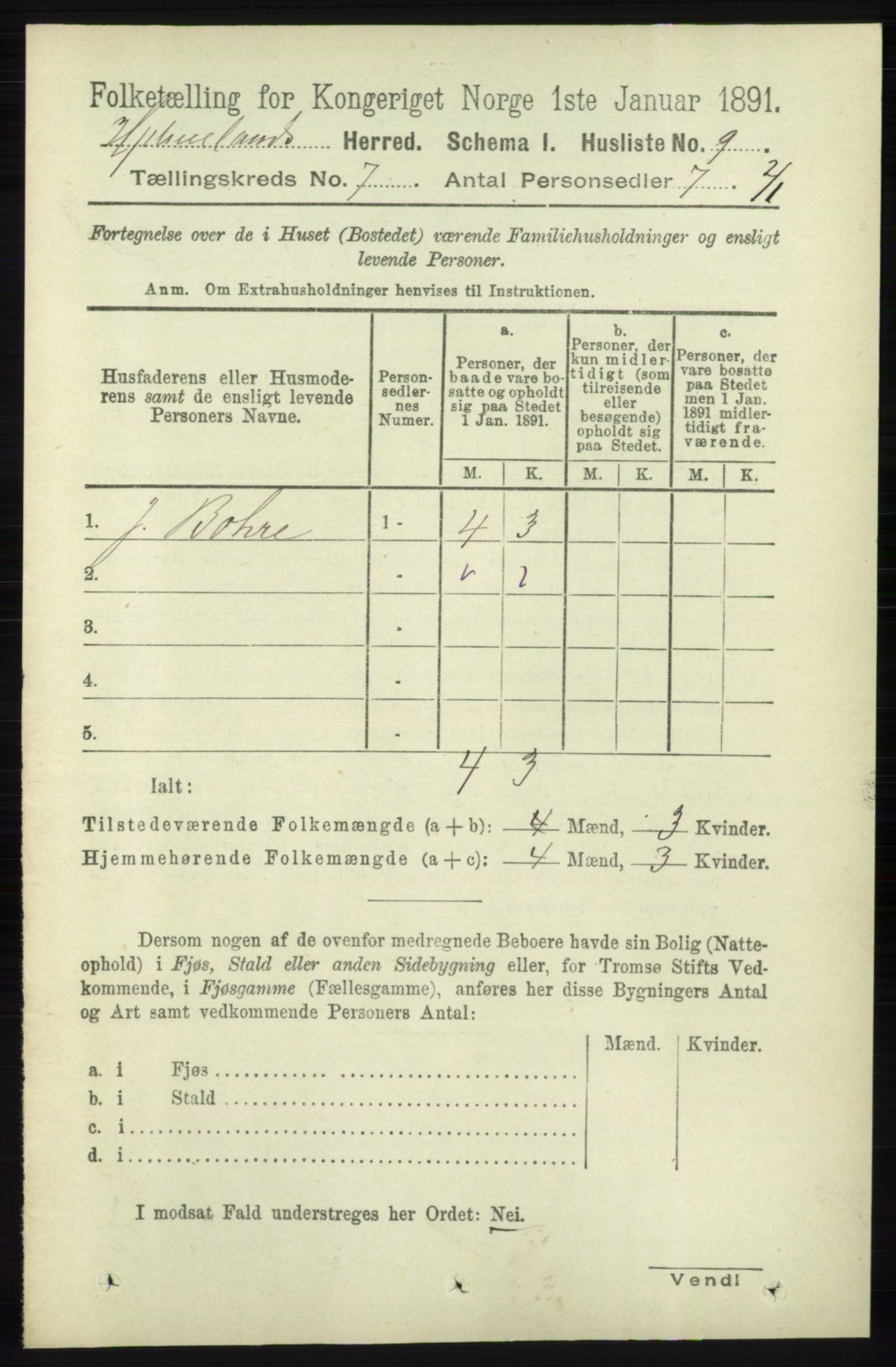 RA, 1891 census for 1133 Hjelmeland, 1891, p. 1873