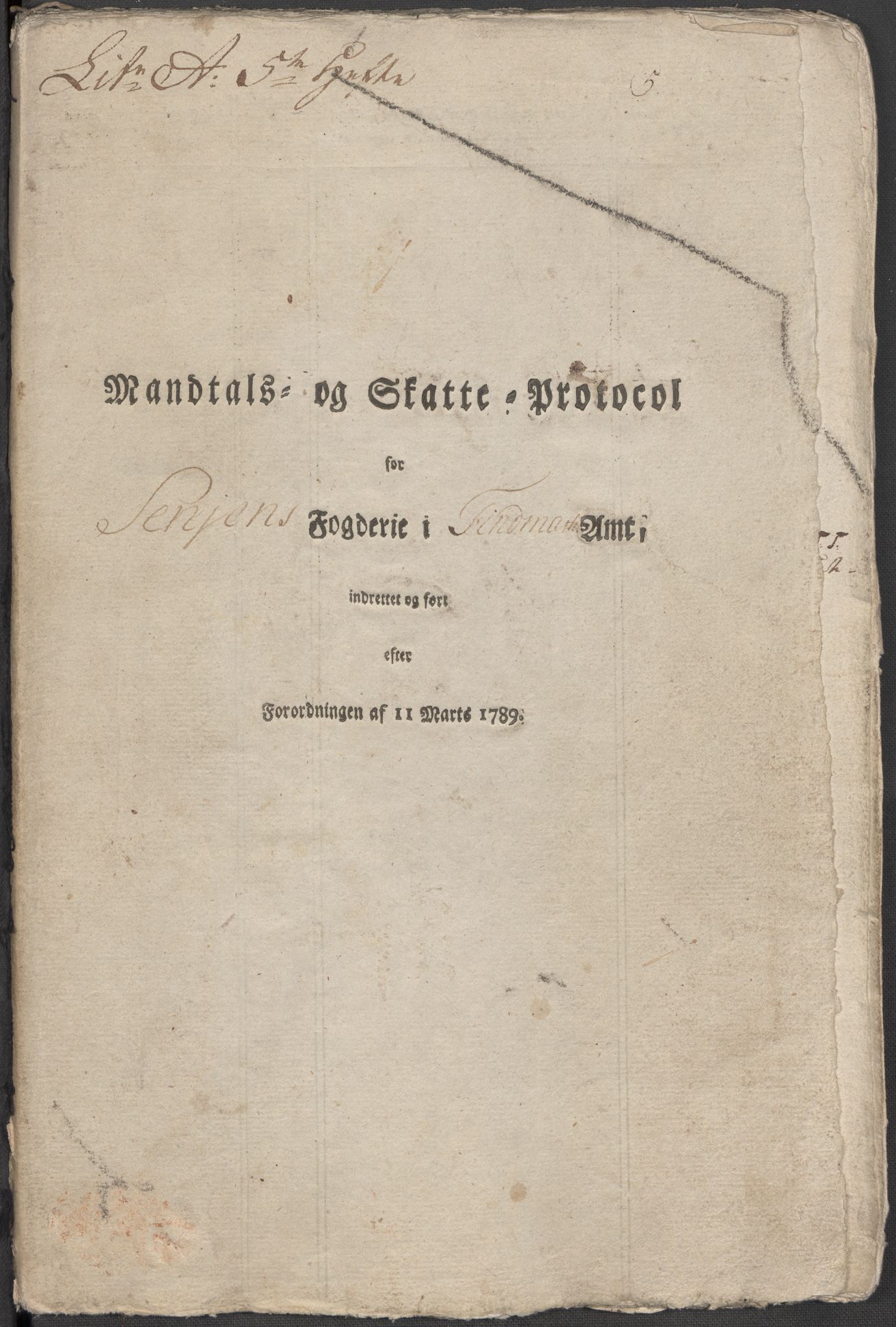 Rentekammeret inntil 1814, Reviderte regnskaper, Mindre regnskaper, RA/EA-4068/Rf/Rfe/L0042:  Senja og Troms fogderi, 1789, p. 263