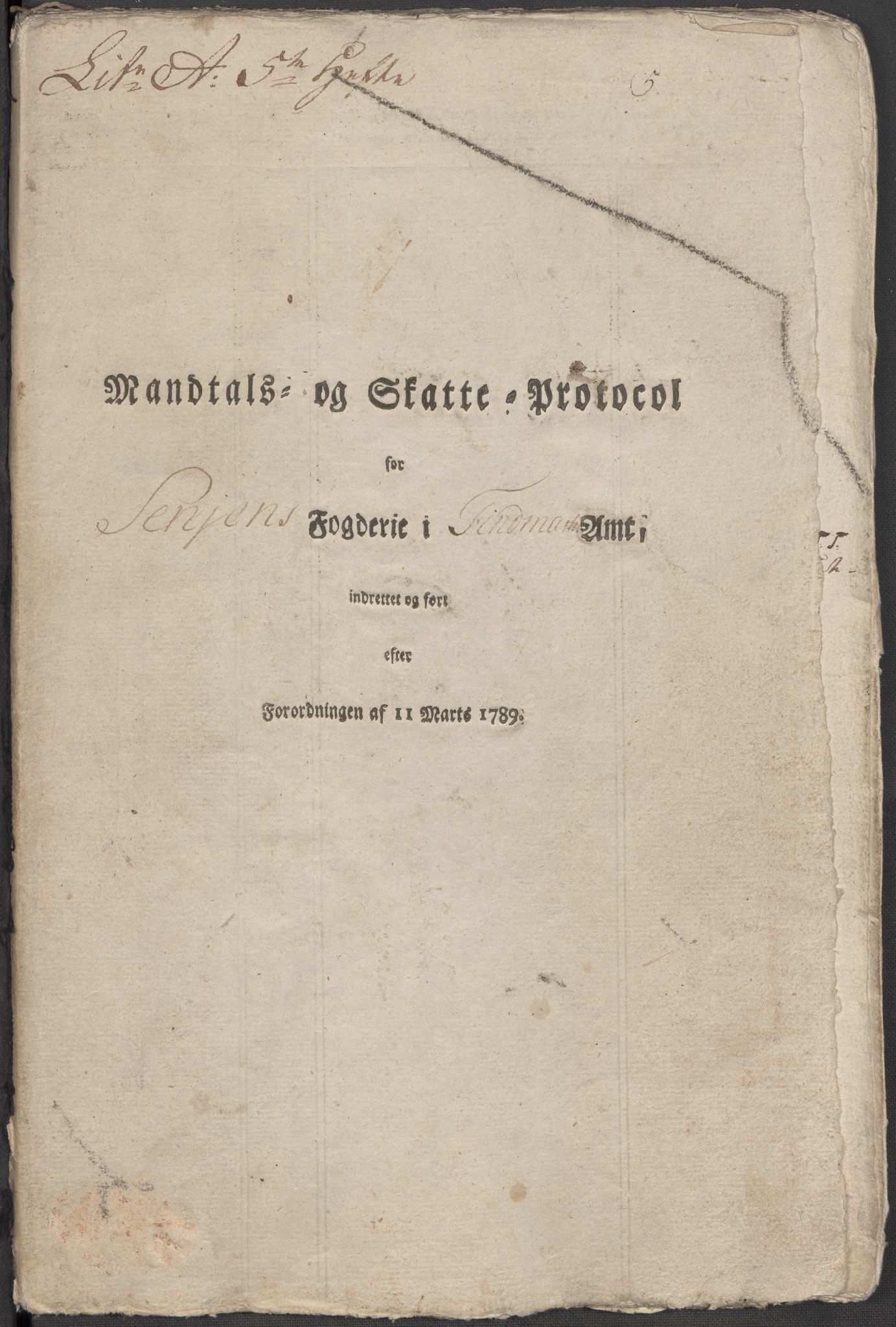 Rentekammeret inntil 1814, Reviderte regnskaper, Mindre regnskaper, AV/RA-EA-4068/Rf/Rfe/L0042:  Senja og Troms fogderi, 1789, p. 263