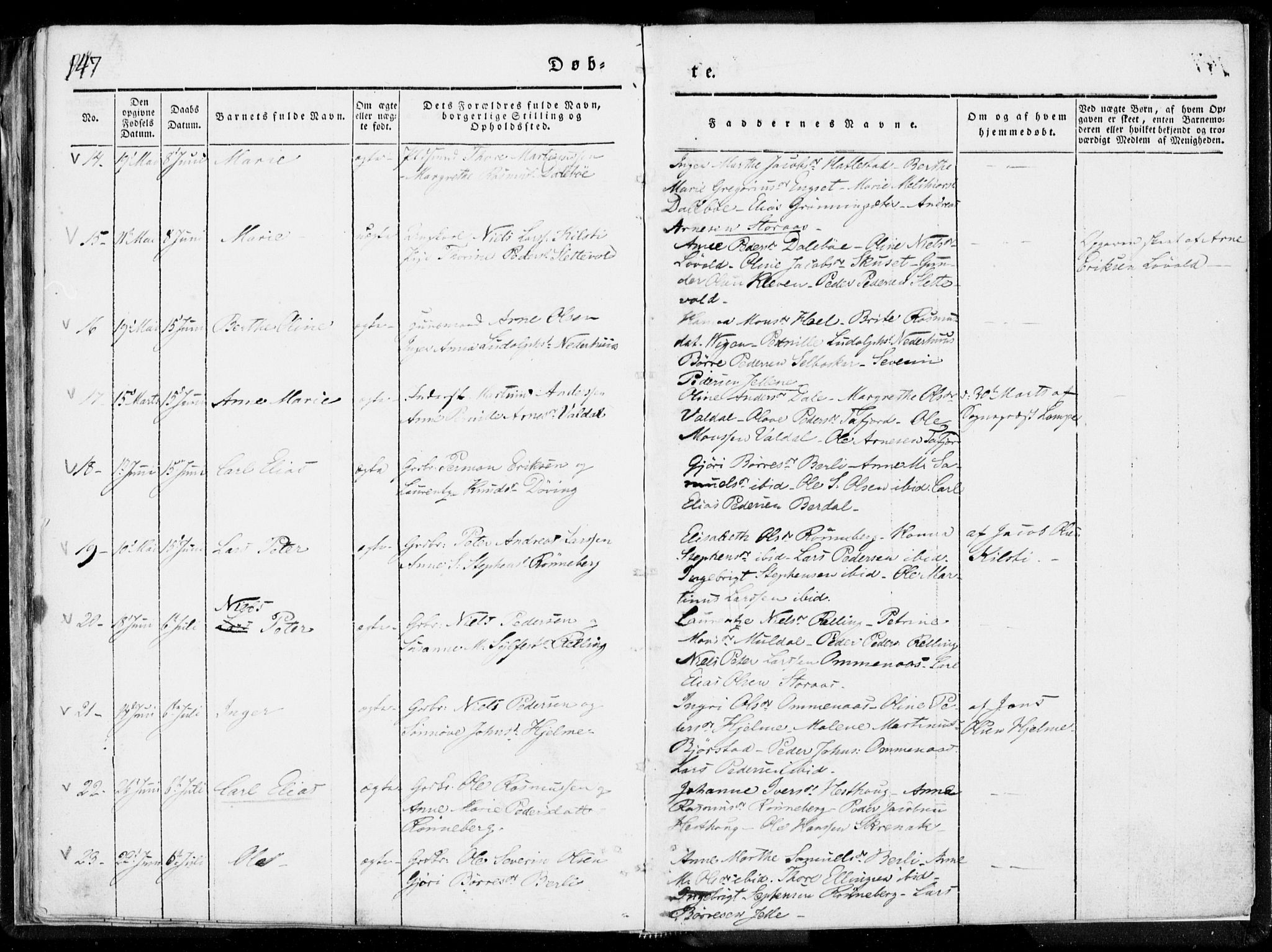 Ministerialprotokoller, klokkerbøker og fødselsregistre - Møre og Romsdal, AV/SAT-A-1454/519/L0247: Parish register (official) no. 519A06, 1827-1846, p. 147