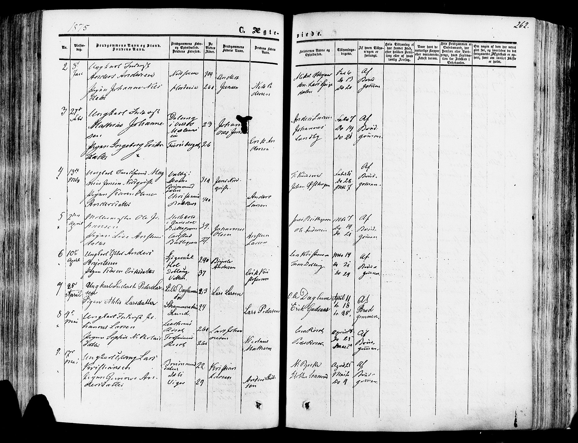 Vang prestekontor, Hedmark, SAH/PREST-008/H/Ha/Haa/L0013: Parish register (official) no. 13, 1855-1879, p. 262