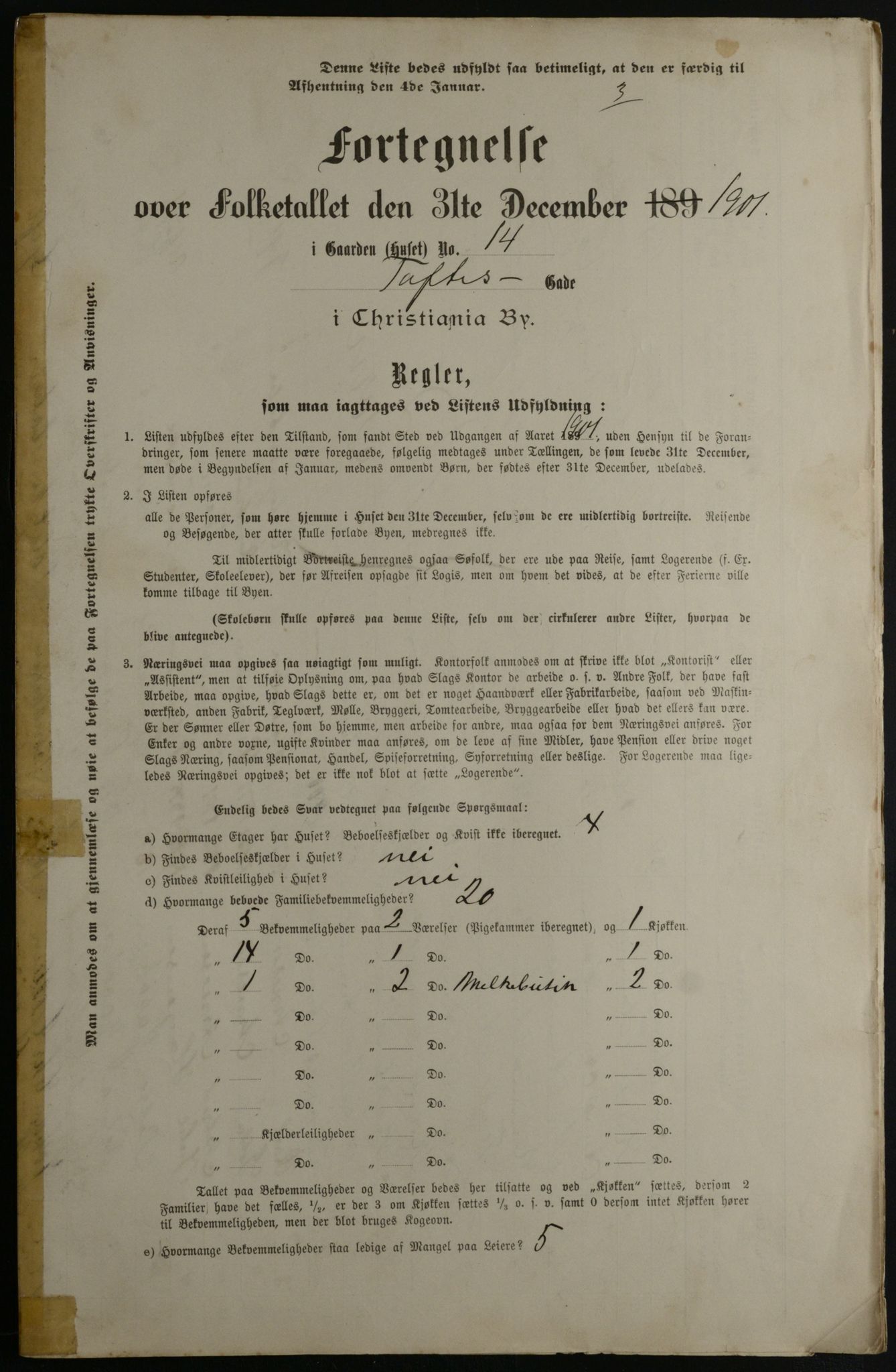 OBA, Municipal Census 1901 for Kristiania, 1901, p. 17099