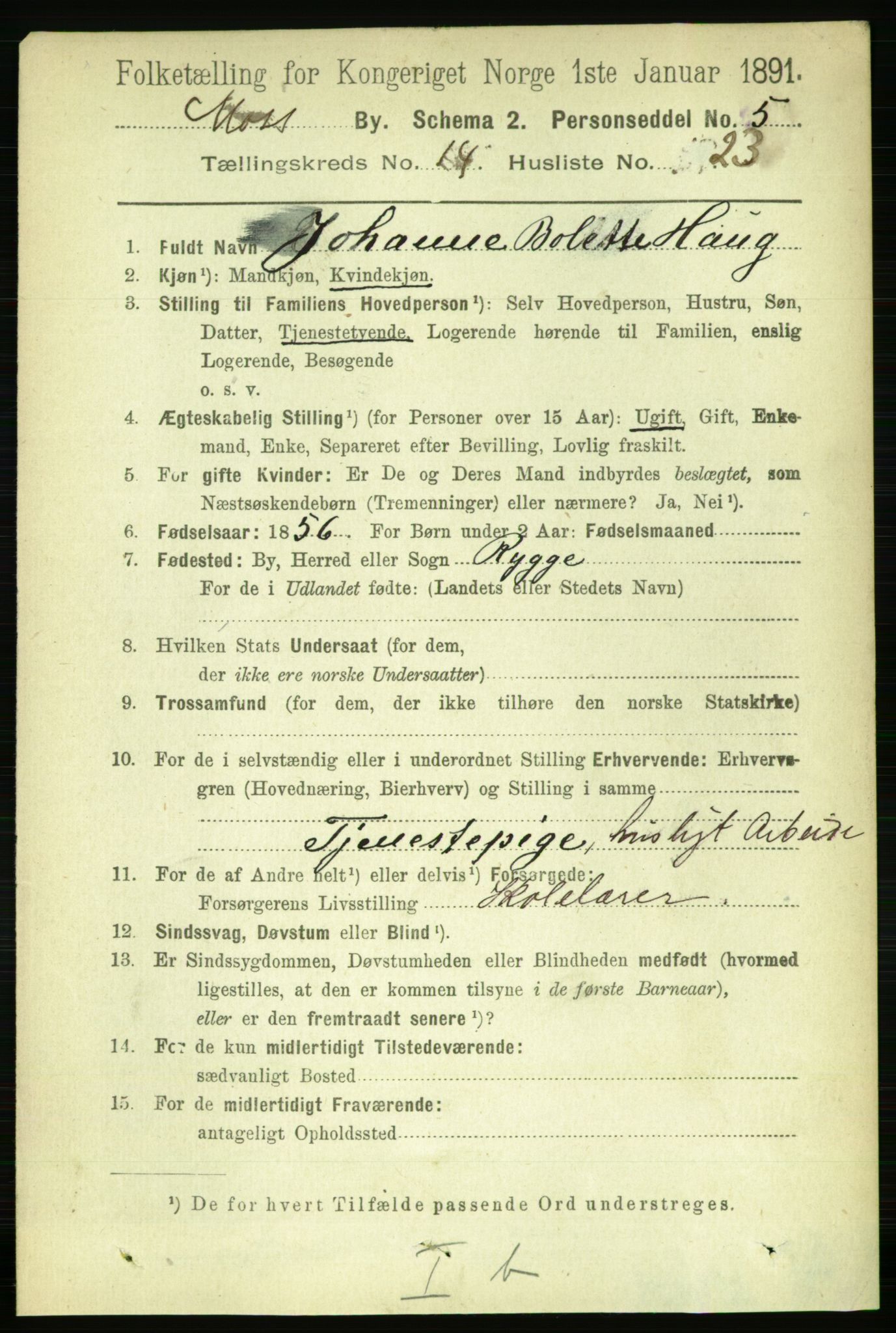 RA, 1891 census for 0104 Moss, 1891, p. 7211