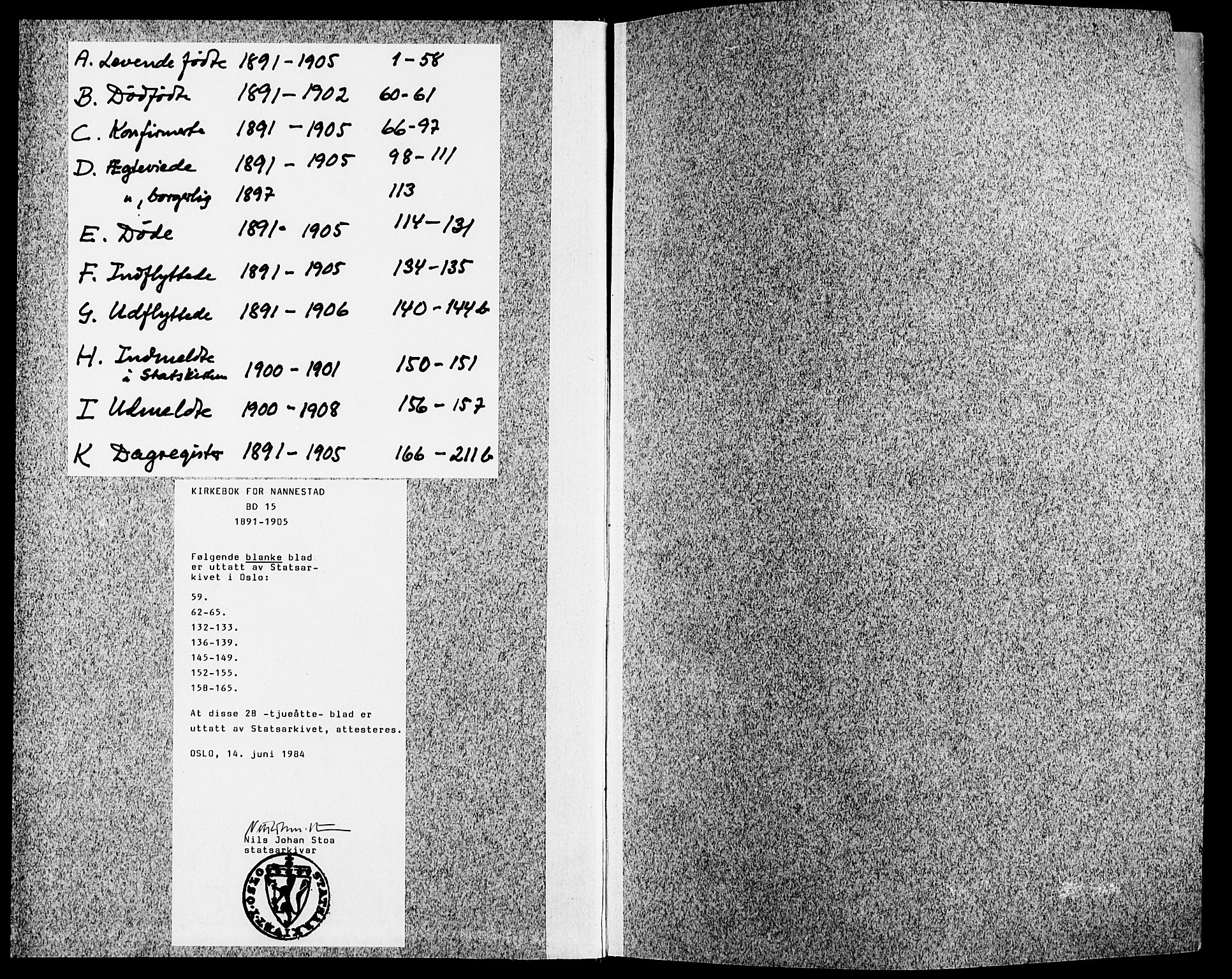Nannestad prestekontor Kirkebøker, SAO/A-10414a/F/Fa/L0015: Parish register (official) no. I 15, 1891-1905