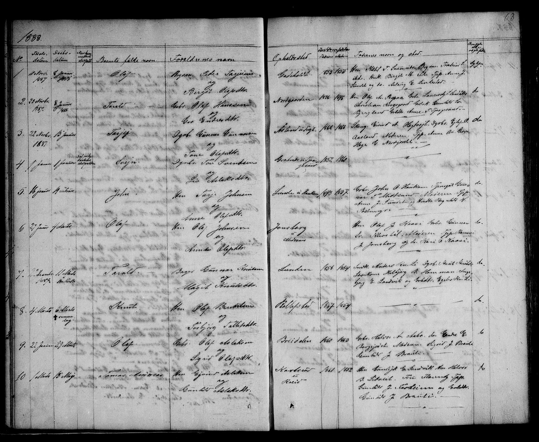 Kviteseid kirkebøker, SAKO/A-276/G/Ga/L0001: Parish register (copy) no. I 1, 1850-1893, p. 63