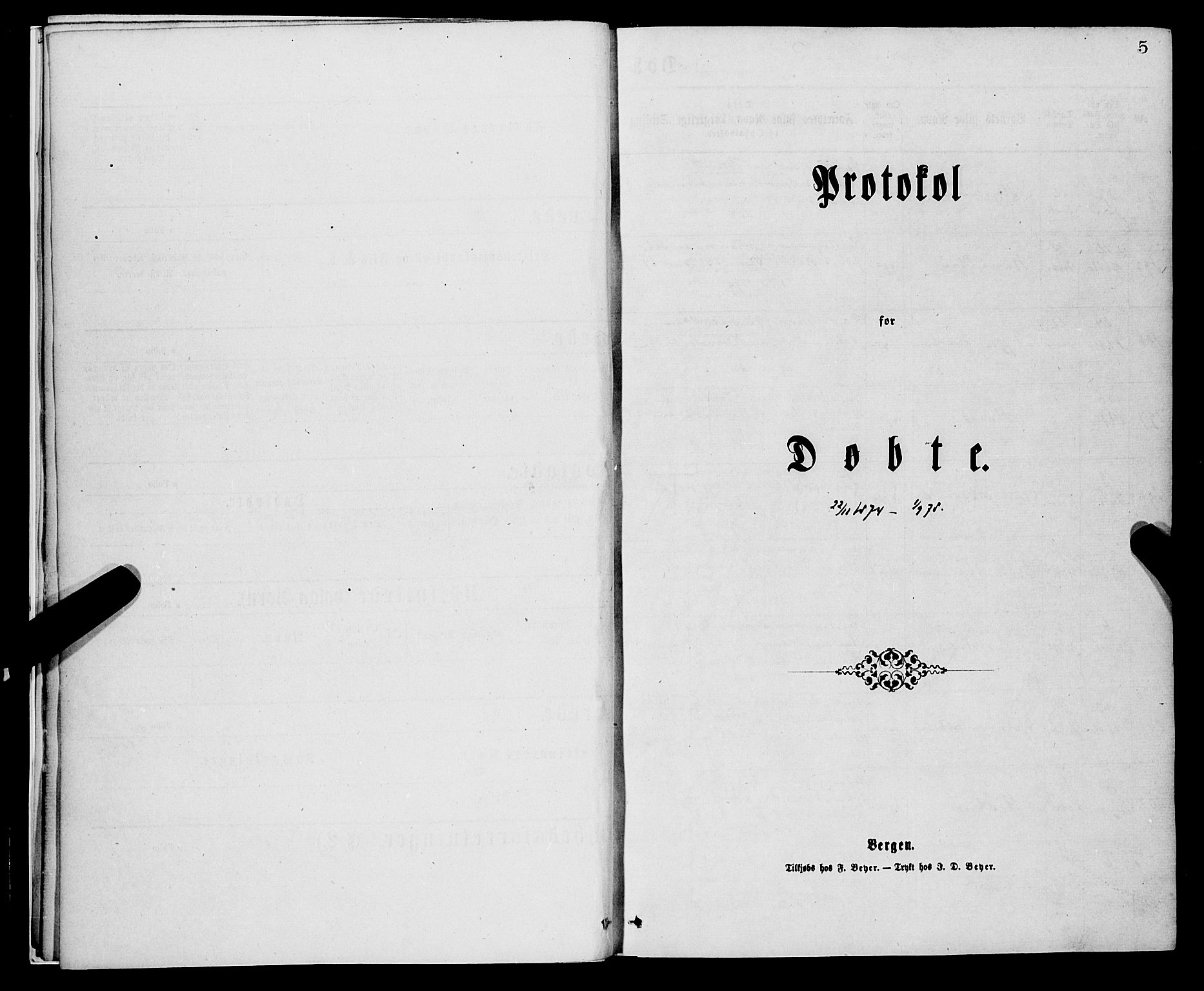 Korskirken sokneprestembete, SAB/A-76101/H/Hab: Parish register (copy) no. B 7, 1874-1878, p. 5