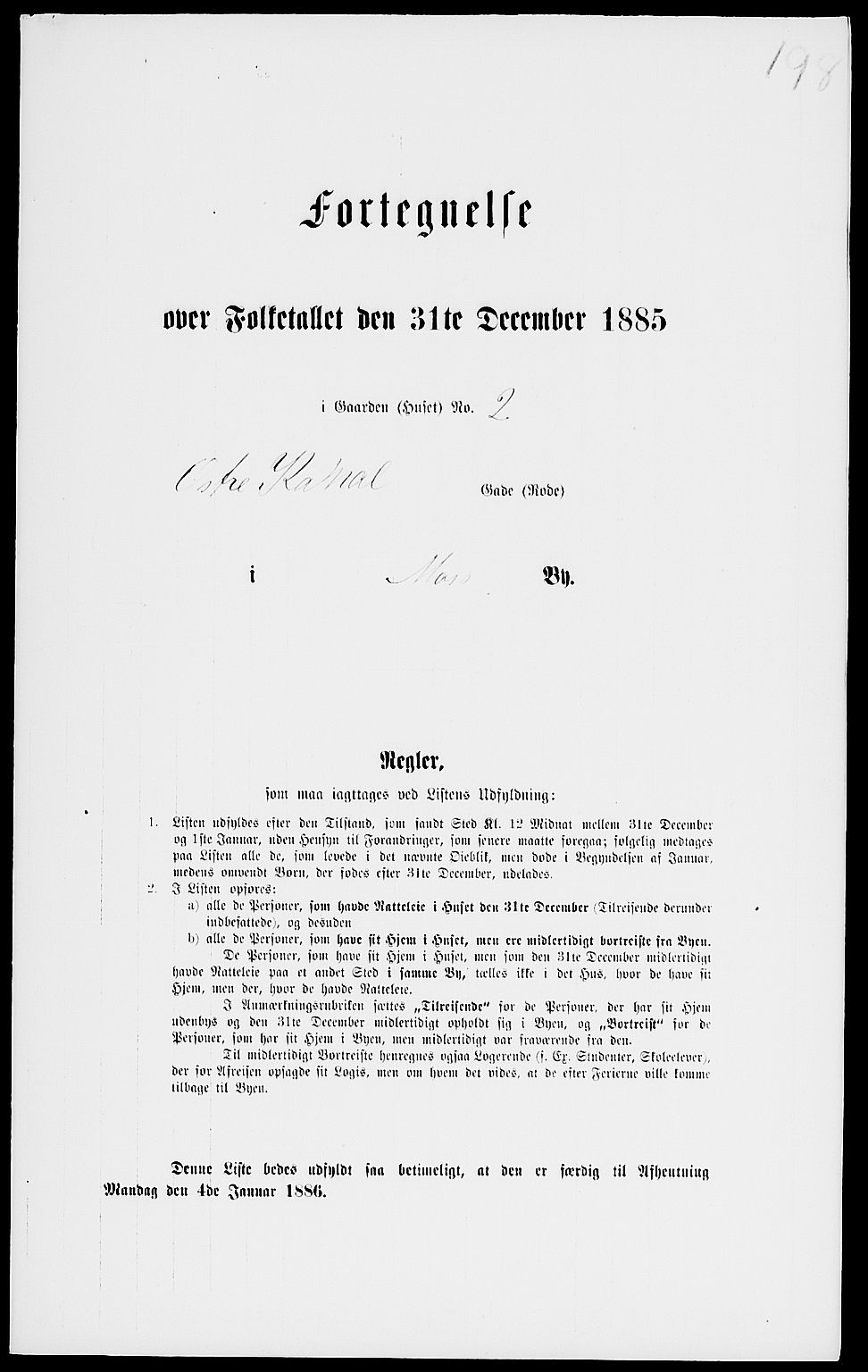 RA, 1885 census for 0104 Moss, 1885, p. 428