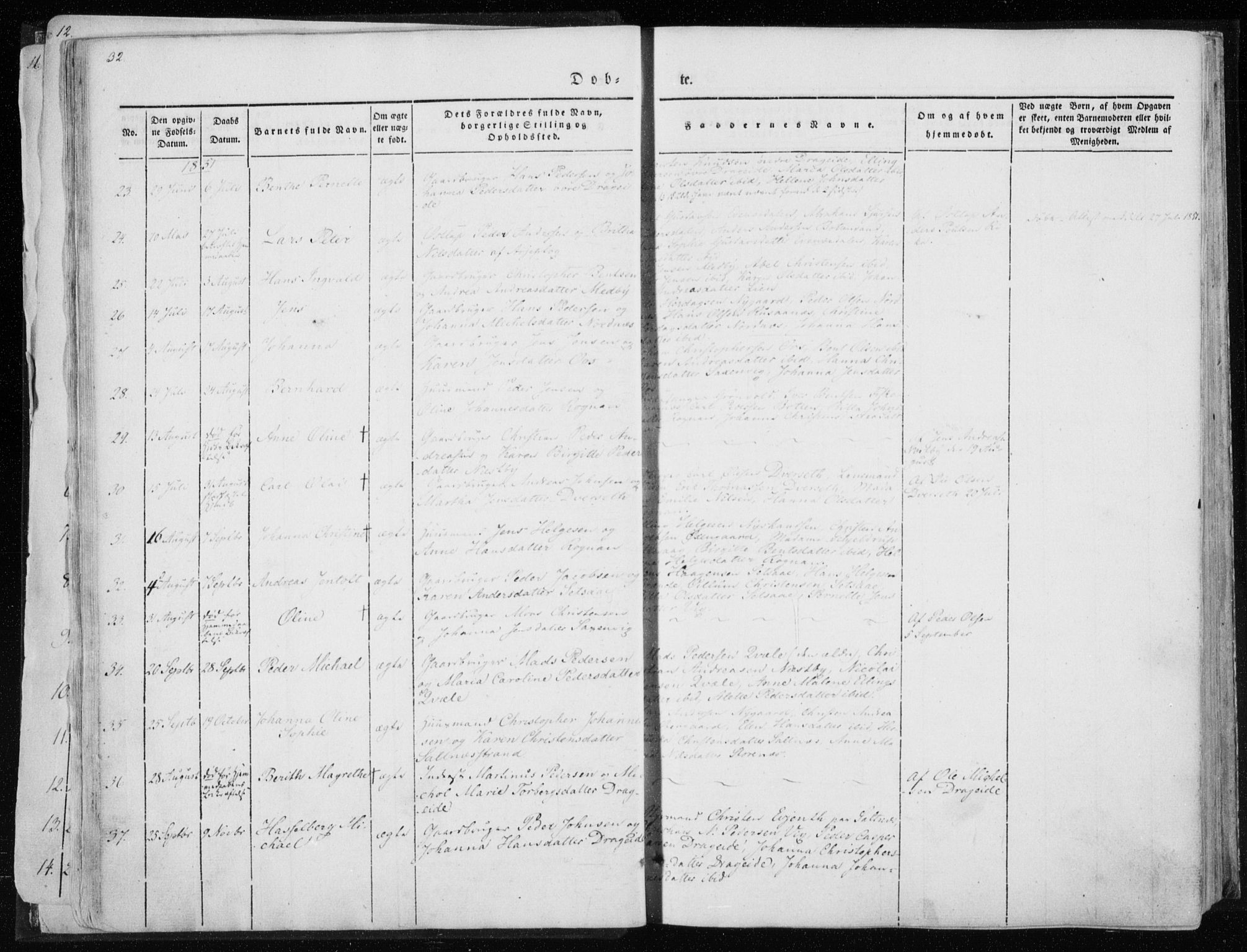 Ministerialprotokoller, klokkerbøker og fødselsregistre - Nordland, SAT/A-1459/847/L0666: Parish register (official) no. 847A06, 1842-1871, p. 32