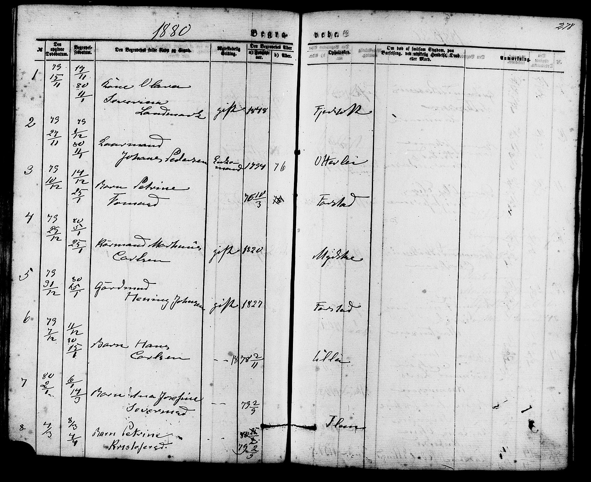 Ministerialprotokoller, klokkerbøker og fødselsregistre - Møre og Romsdal, AV/SAT-A-1454/536/L0500: Parish register (official) no. 536A09, 1876-1889, p. 278