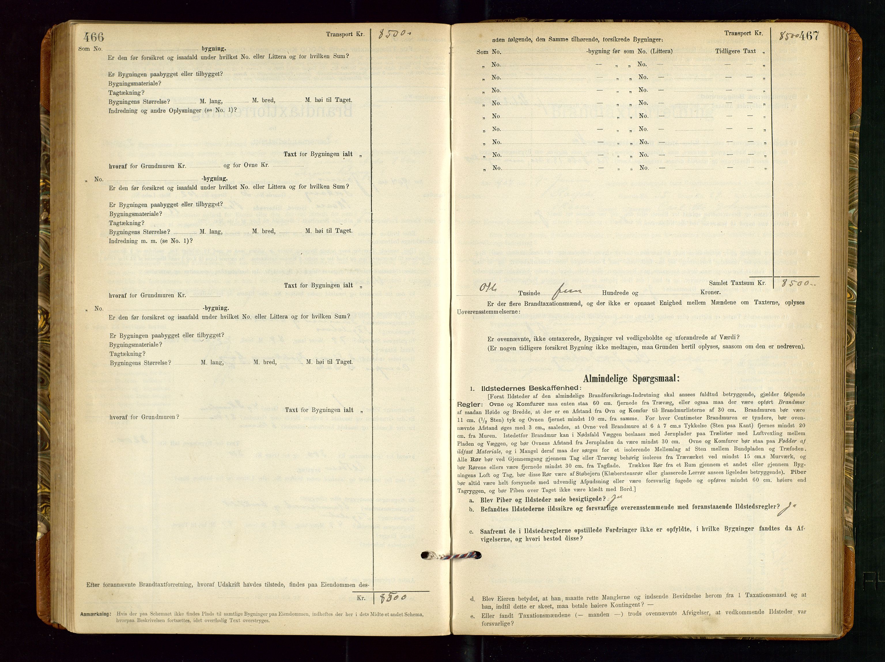 Torvestad lensmannskontor, SAST/A-100307/1/Gob/L0002: "Brandtakstprotokol for Lensmanden i Torvestad", 1900-1905, p. 466-467