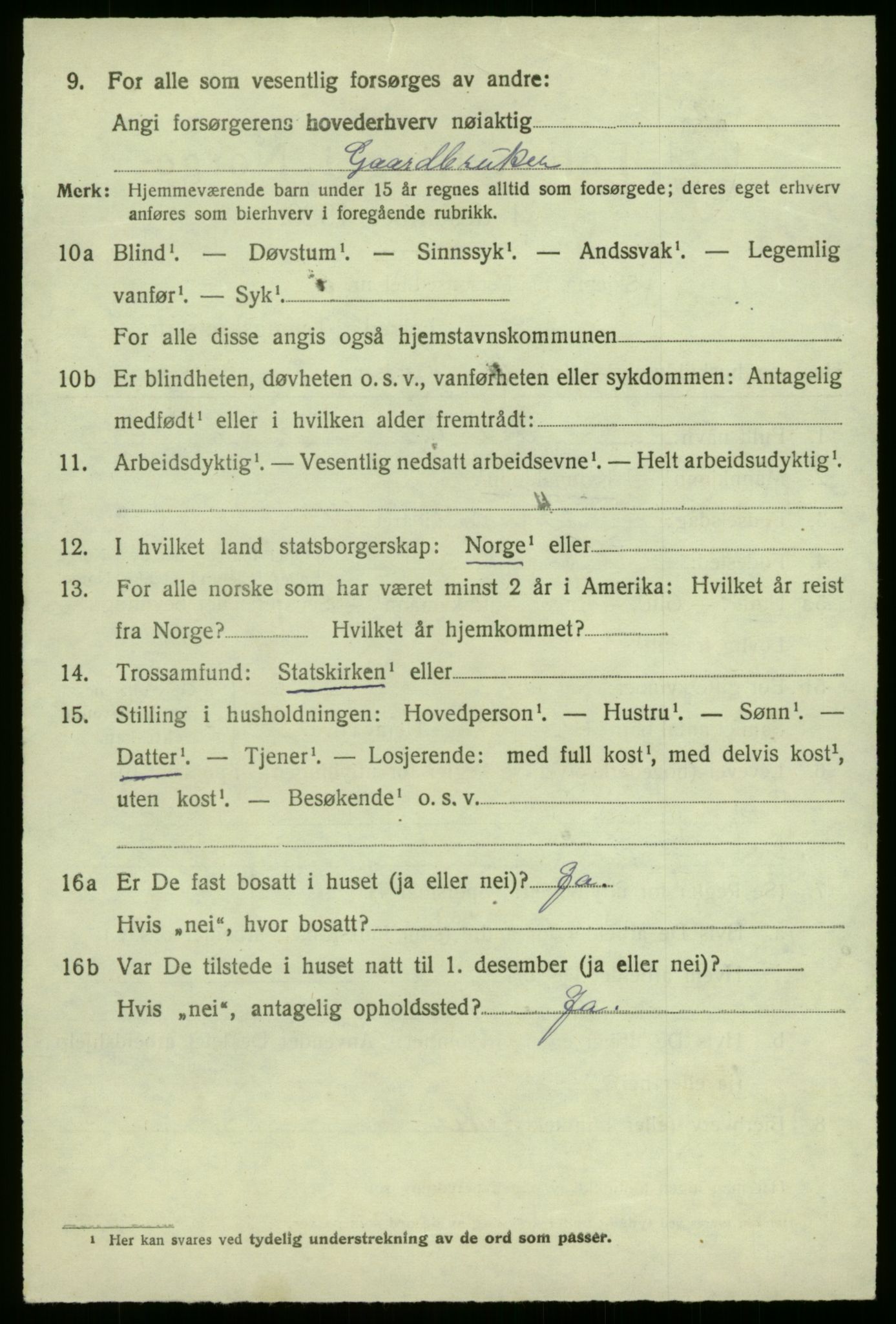 SAB, 1920 census for Førde, 1920, p. 1537