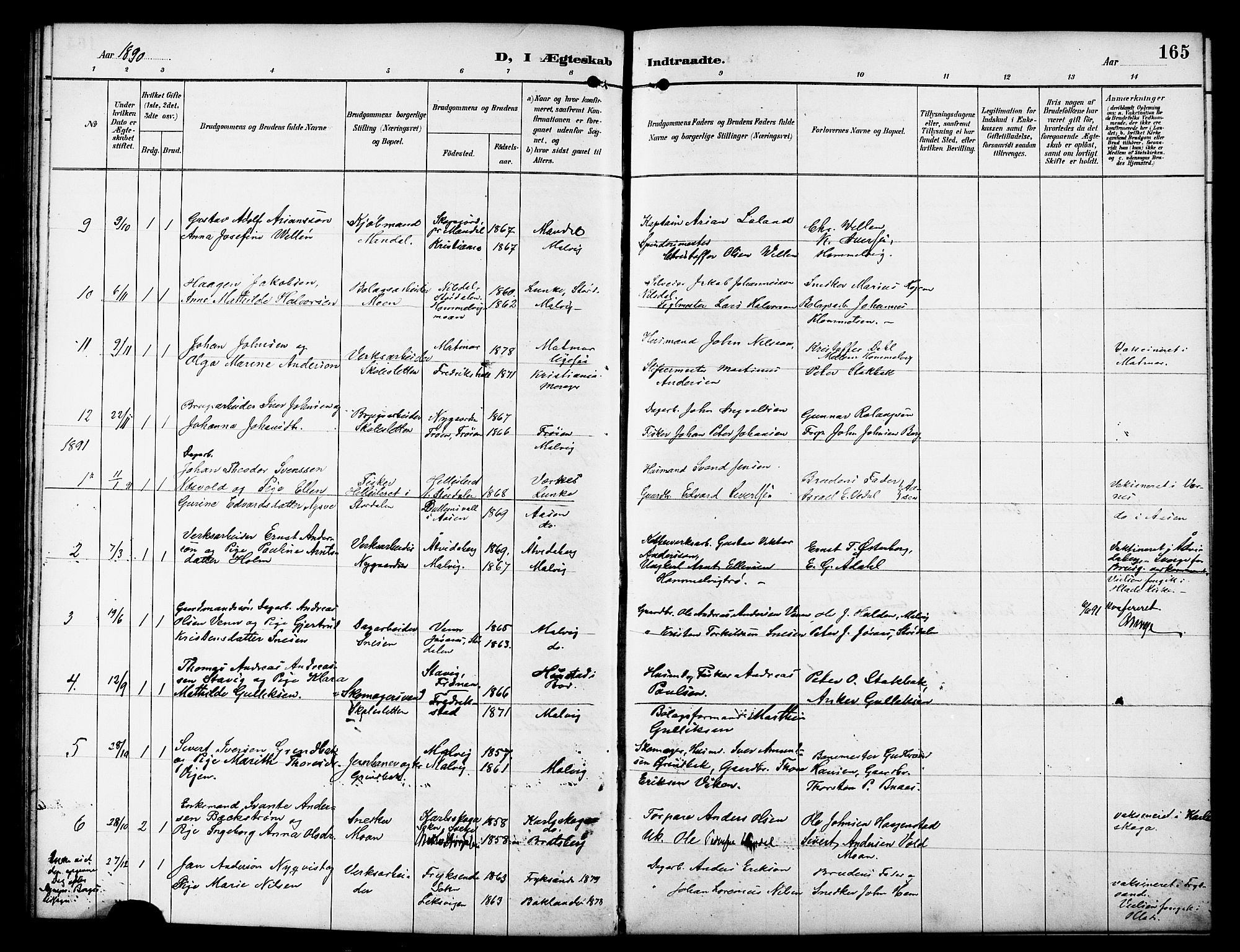 Ministerialprotokoller, klokkerbøker og fødselsregistre - Sør-Trøndelag, SAT/A-1456/617/L0431: Parish register (copy) no. 617C01, 1889-1910, p. 165