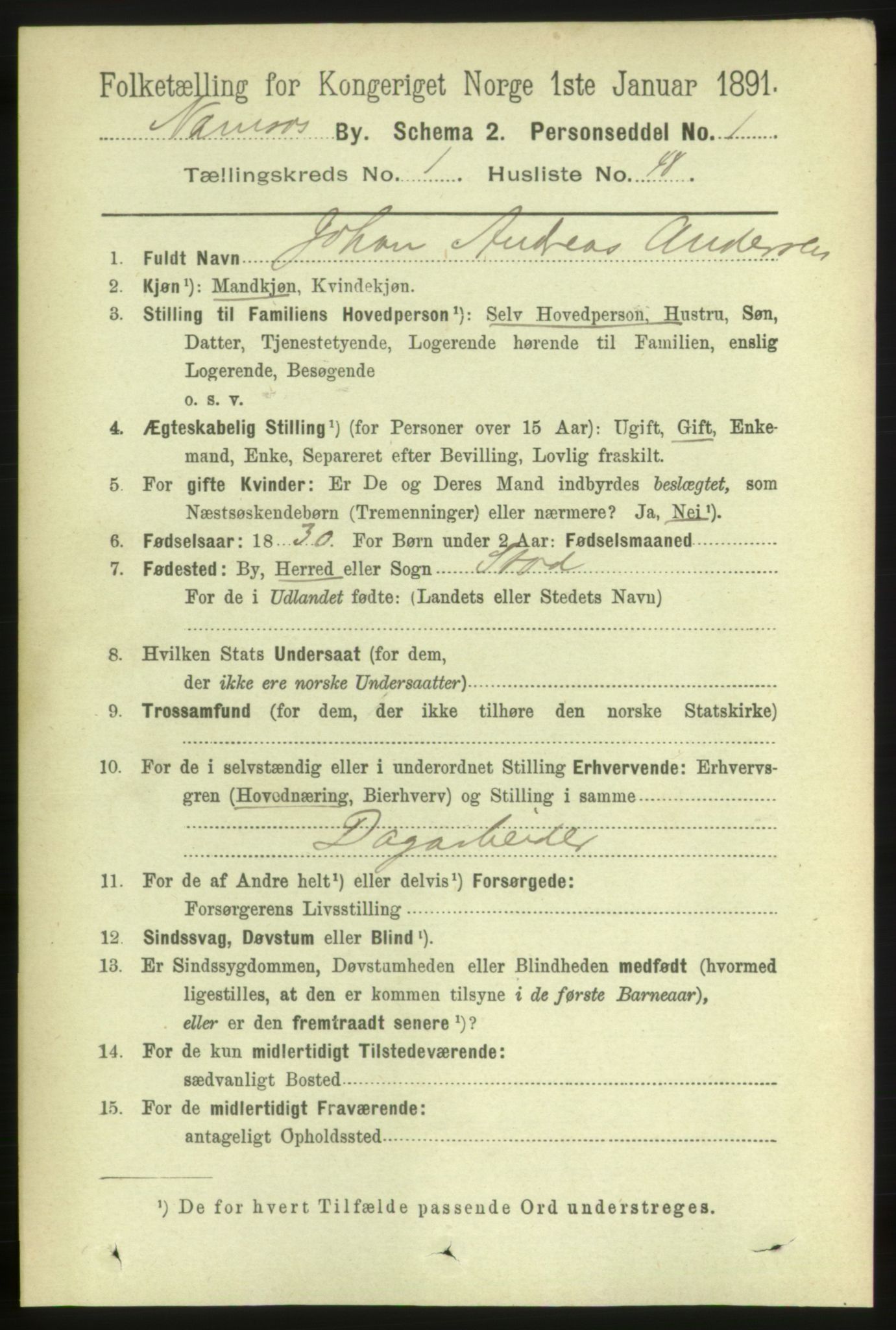 RA, 1891 census for 1703 Namsos, 1891, p. 397