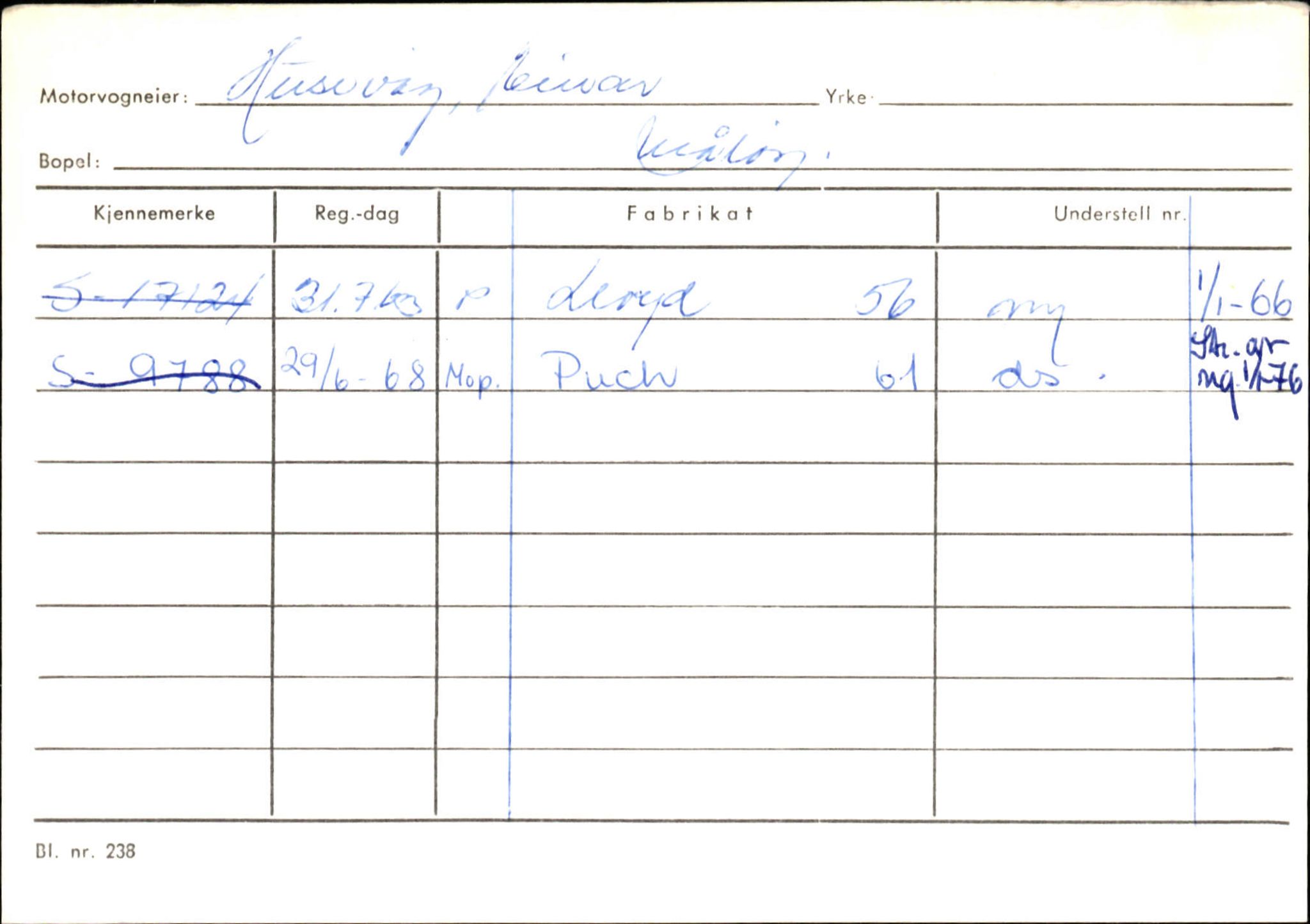 Statens vegvesen, Sogn og Fjordane vegkontor, AV/SAB-A-5301/4/F/L0144: Registerkort Vågsøy A-R, 1945-1975, p. 1169