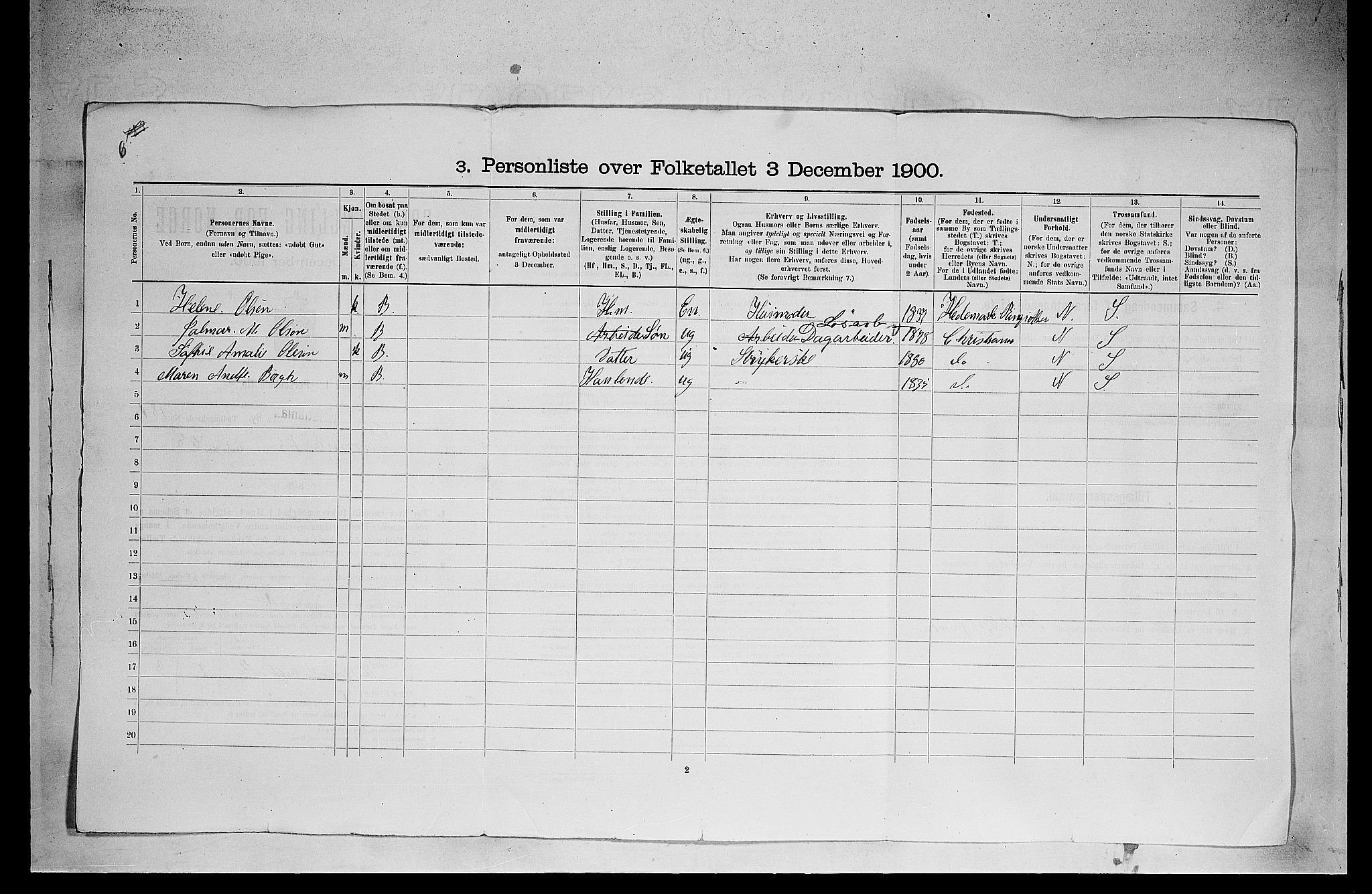 SAO, 1900 census for Kristiania, 1900, p. 15385