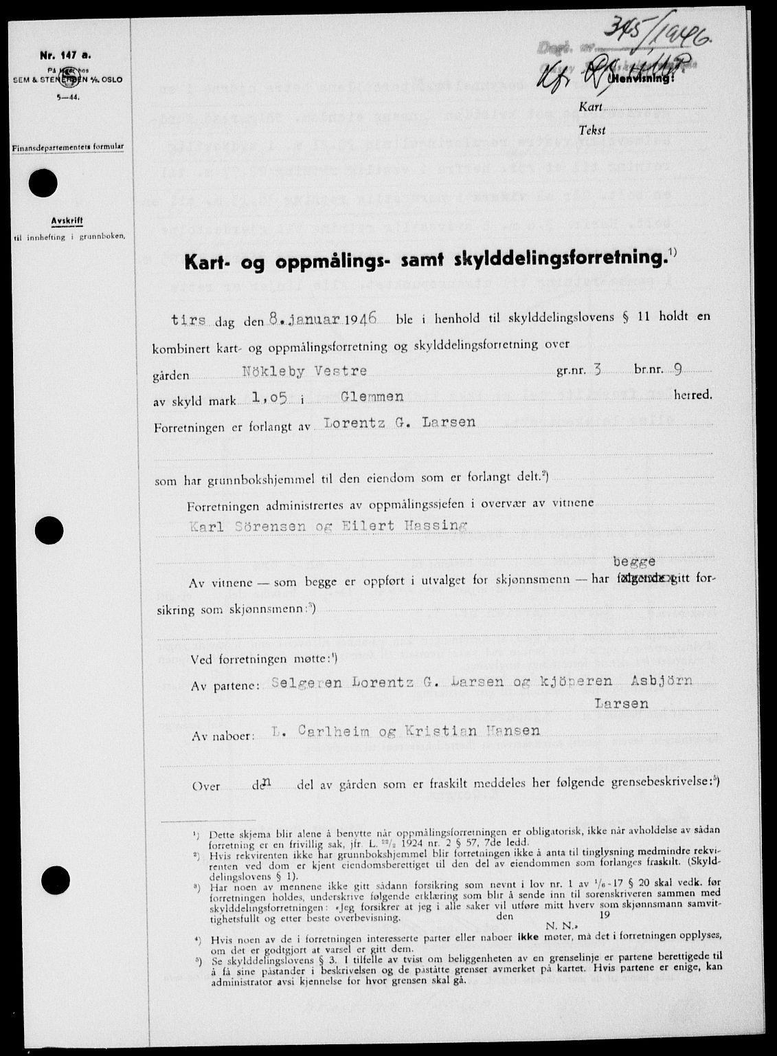 Onsøy sorenskriveri, SAO/A-10474/G/Ga/Gab/L0015: Mortgage book no. II A-15, 1945-1946, Diary no: : 345/1946