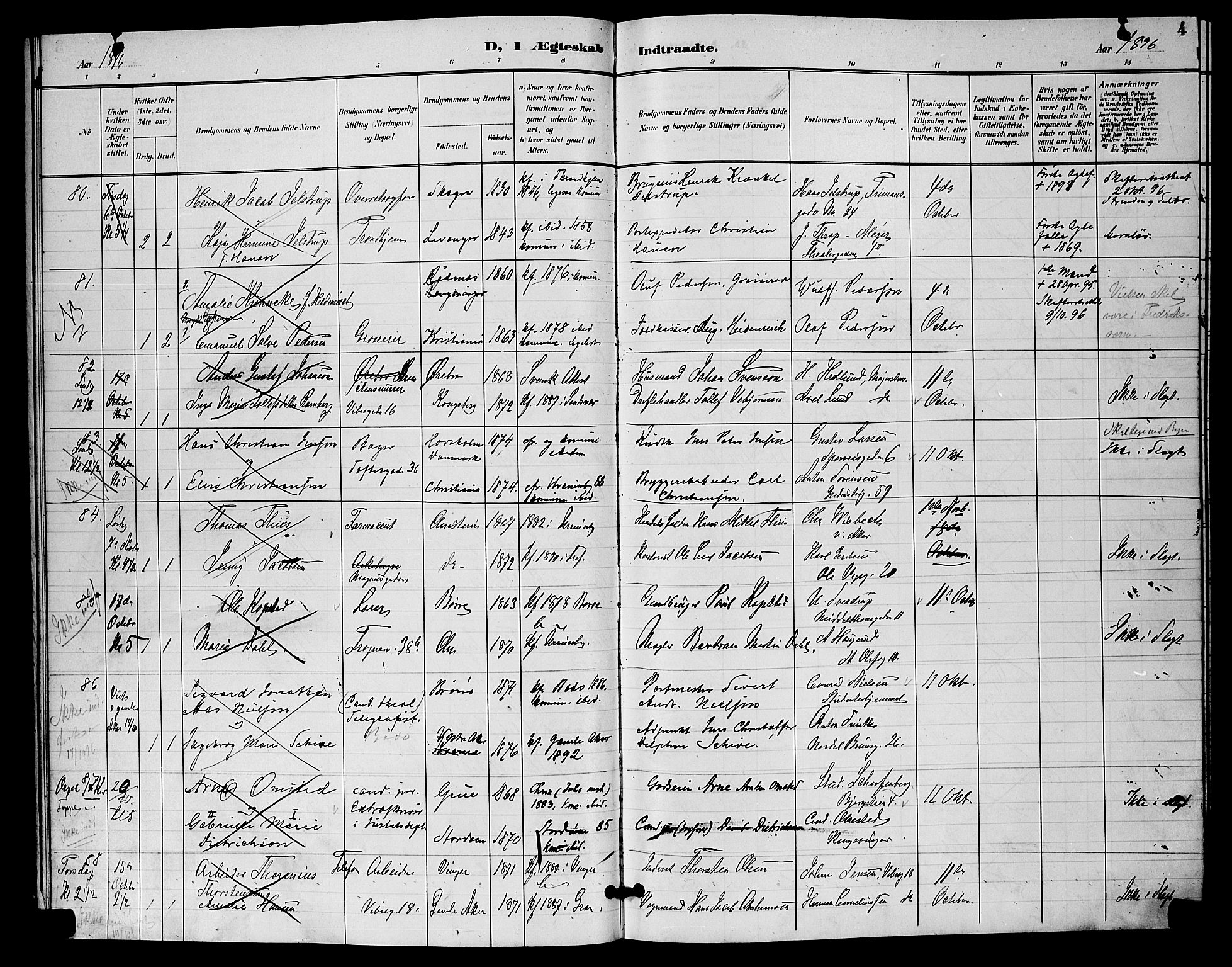 Uranienborg prestekontor Kirkebøker, AV/SAO-A-10877/H/Ha/L0003: Banns register no. I 3, 1896-1901, p. 4
