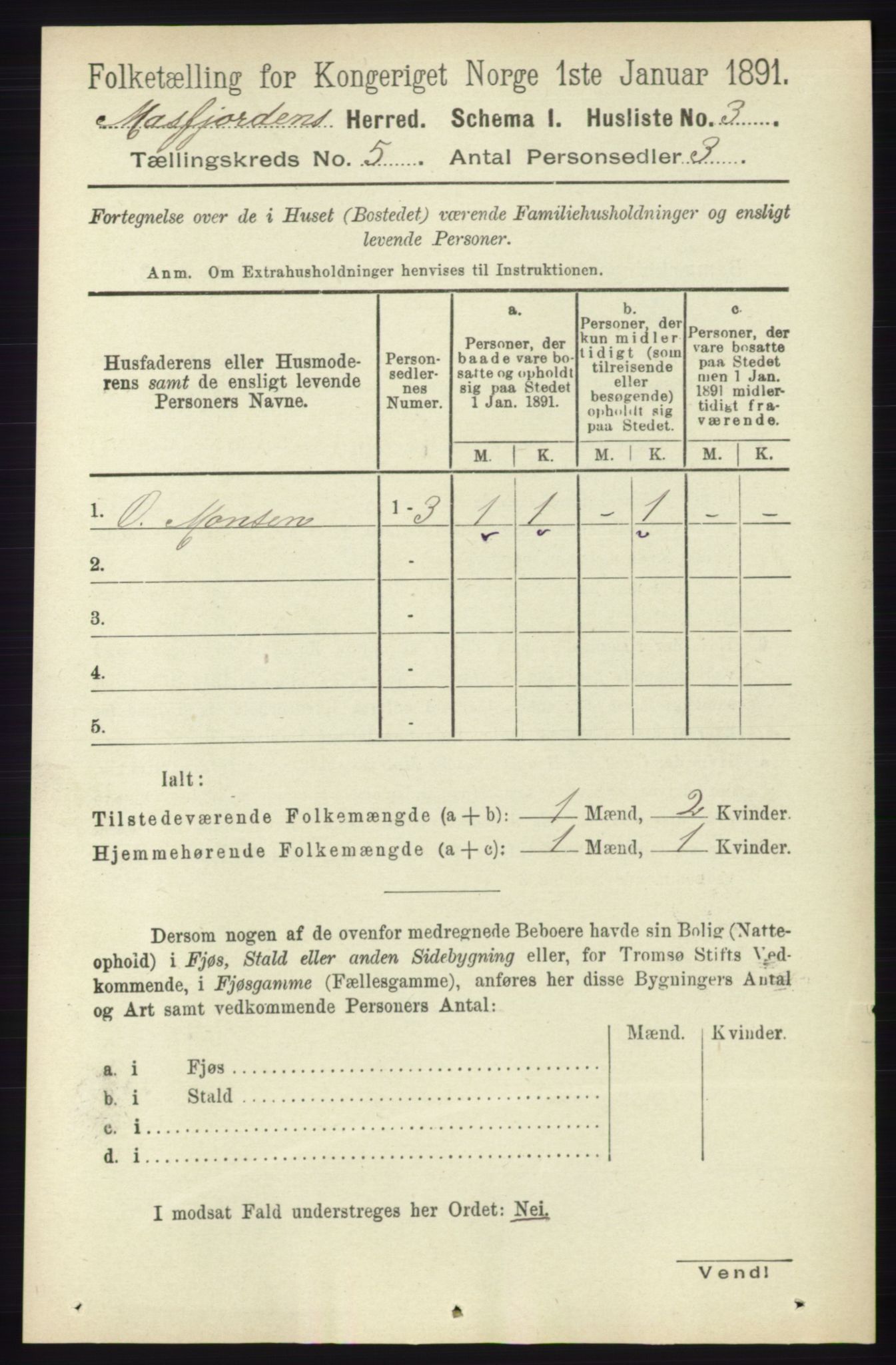 RA, 1891 census for 1266 Masfjorden, 1891, p. 845