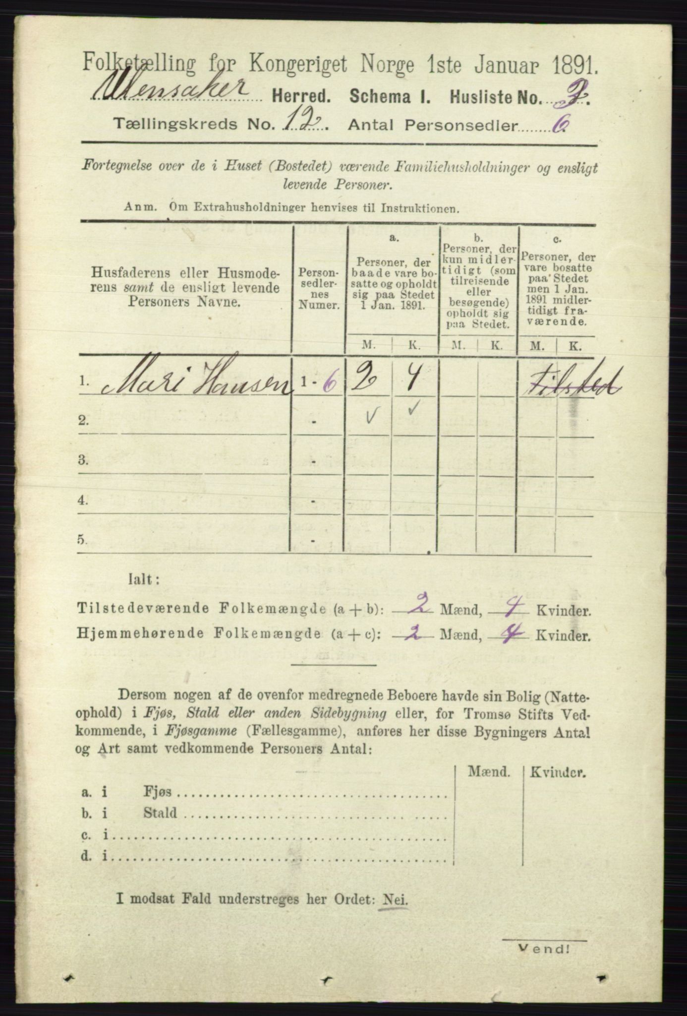 RA, 1891 census for 0235 Ullensaker, 1891, p. 5559