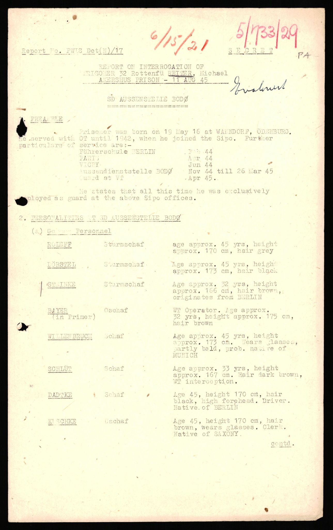 Forsvaret, Forsvarets overkommando II, RA/RAFA-3915/D/Db/L0041: CI Questionaires.  Diverse nasjonaliteter., 1945-1946, p. 563
