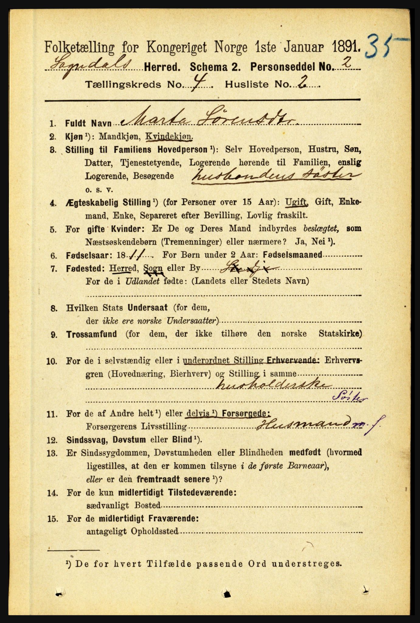 RA, 1891 census for 1420 Sogndal, 1891, p. 1901