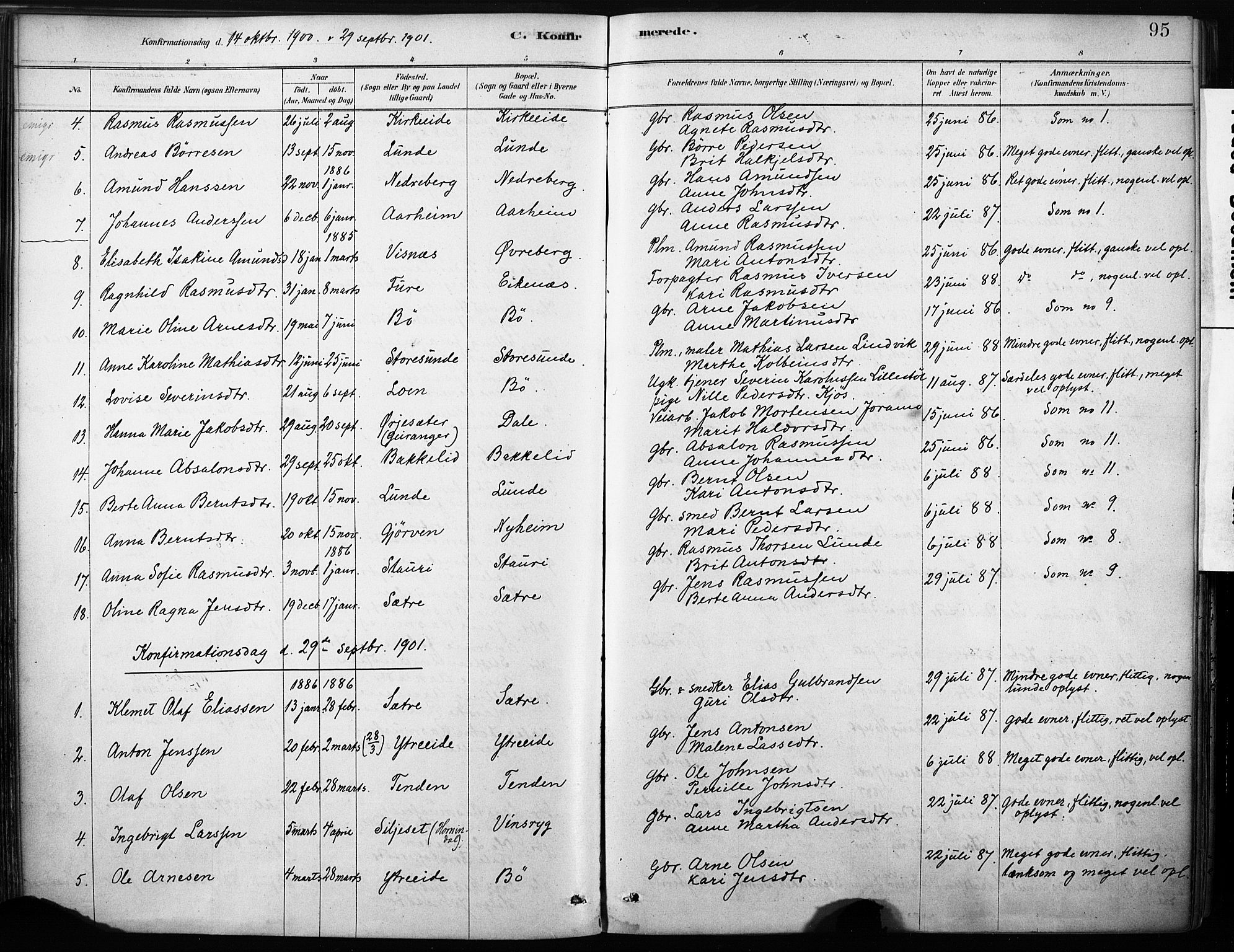 Stryn Sokneprestembete, AV/SAB-A-82501: Parish register (official) no. B 1, 1878-1907, p. 95