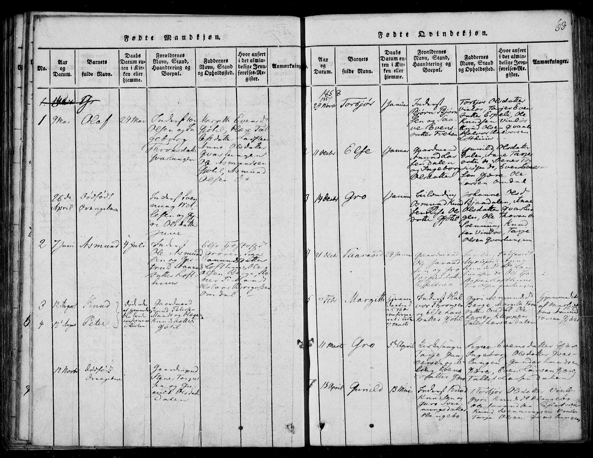 Lårdal kirkebøker, SAKO/A-284/F/Fb/L0001: Parish register (official) no. II 1, 1815-1860, p. 63