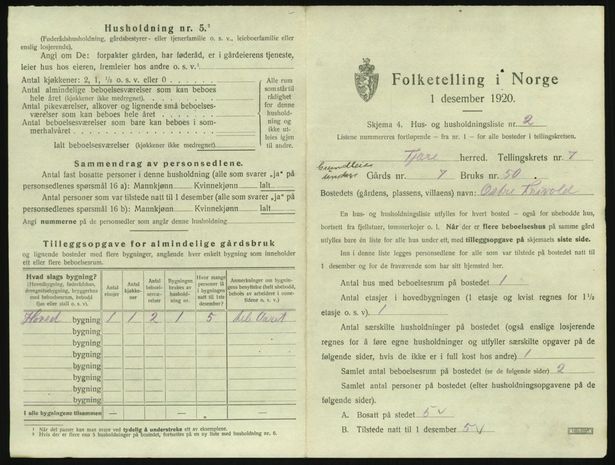 SAK, 1920 census for Fjære, 1920, p. 1247