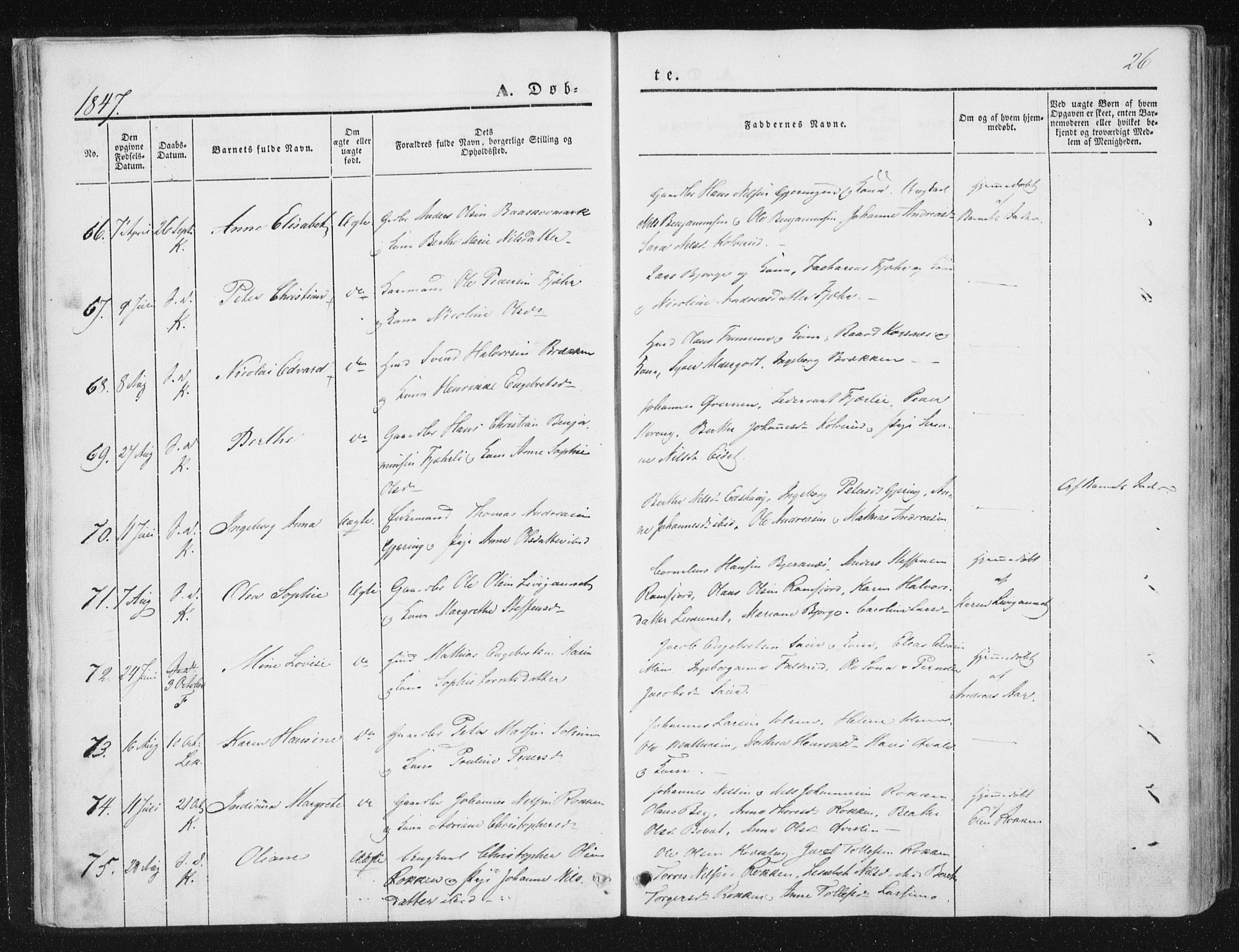 Ministerialprotokoller, klokkerbøker og fødselsregistre - Nord-Trøndelag, AV/SAT-A-1458/780/L0640: Parish register (official) no. 780A05, 1845-1856, p. 26