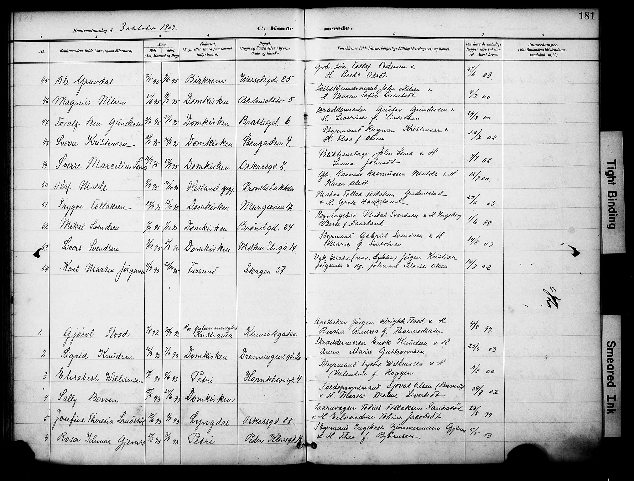 Domkirken sokneprestkontor, AV/SAST-A-101812/001/30/30BA/L0031: Parish register (official) no. A 30, 1896-1916, p. 181