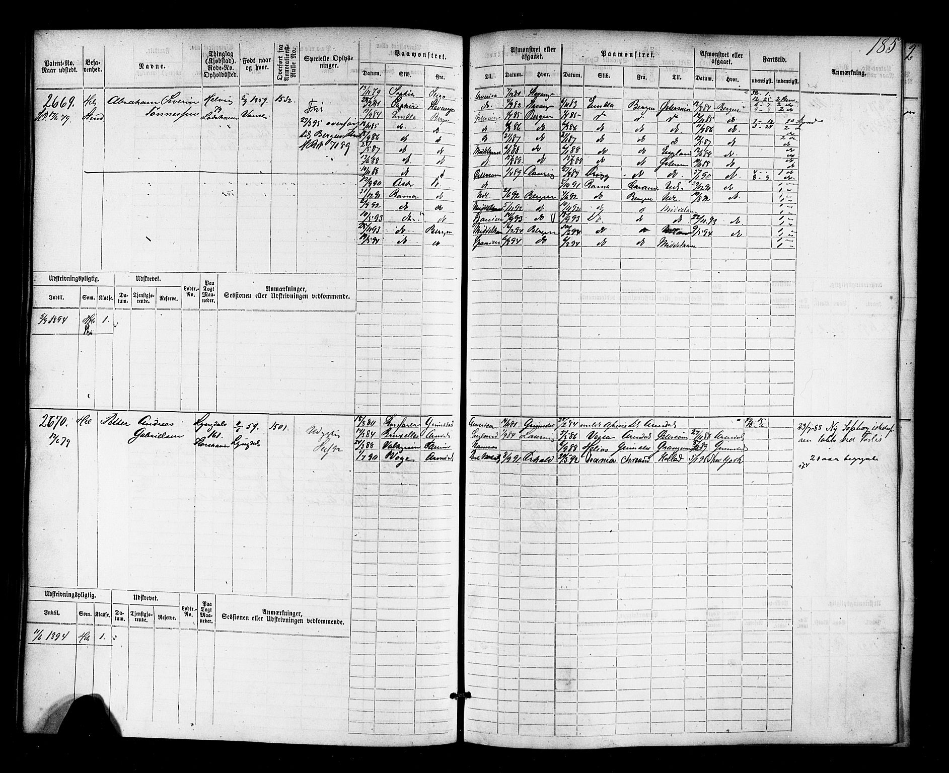 Farsund mønstringskrets, AV/SAK-2031-0017/F/Fb/L0018: Hovedrulle nr 2301-3066, Z-10, 1875-1914, p. 188