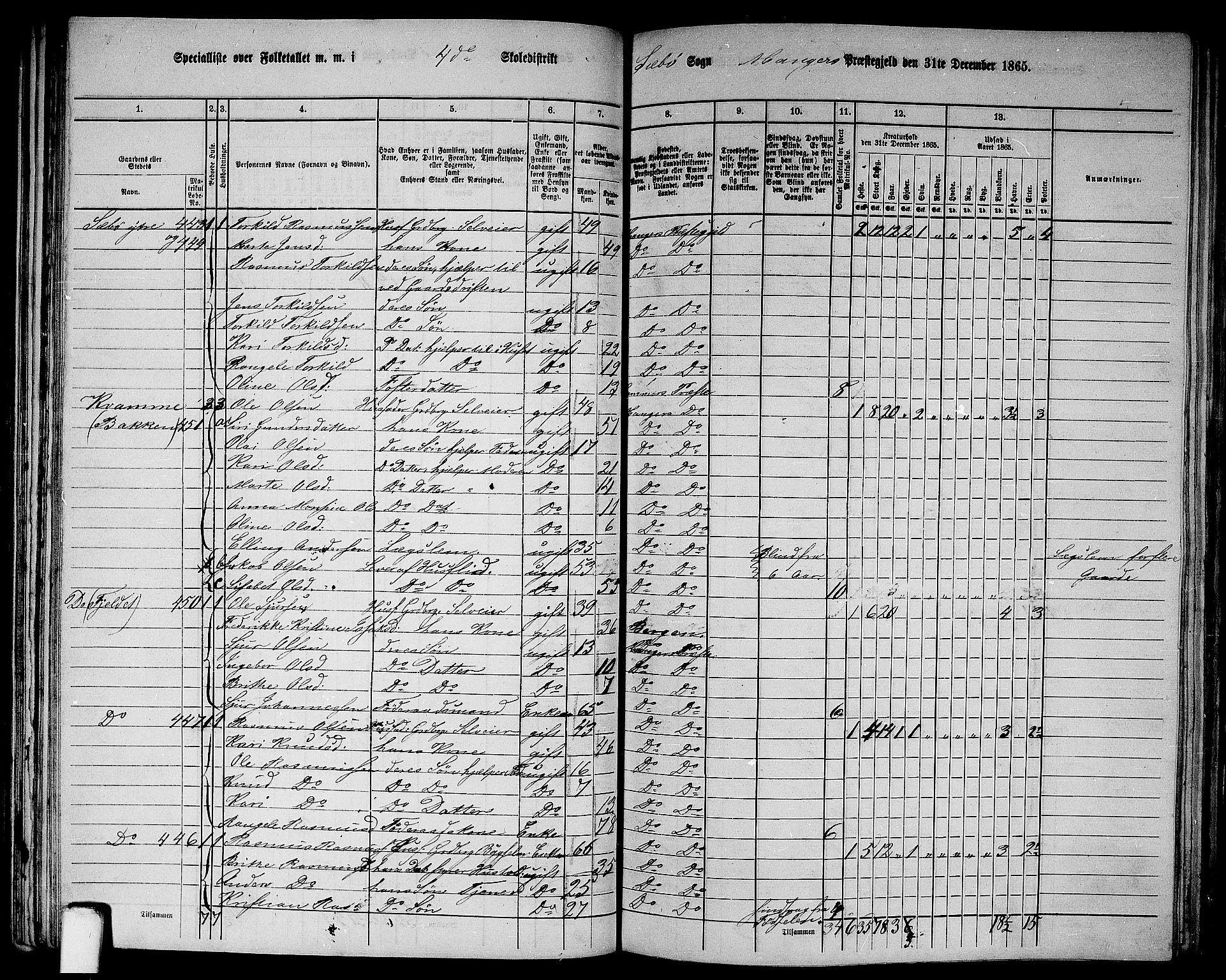 RA, 1865 census for Manger, 1865, p. 104