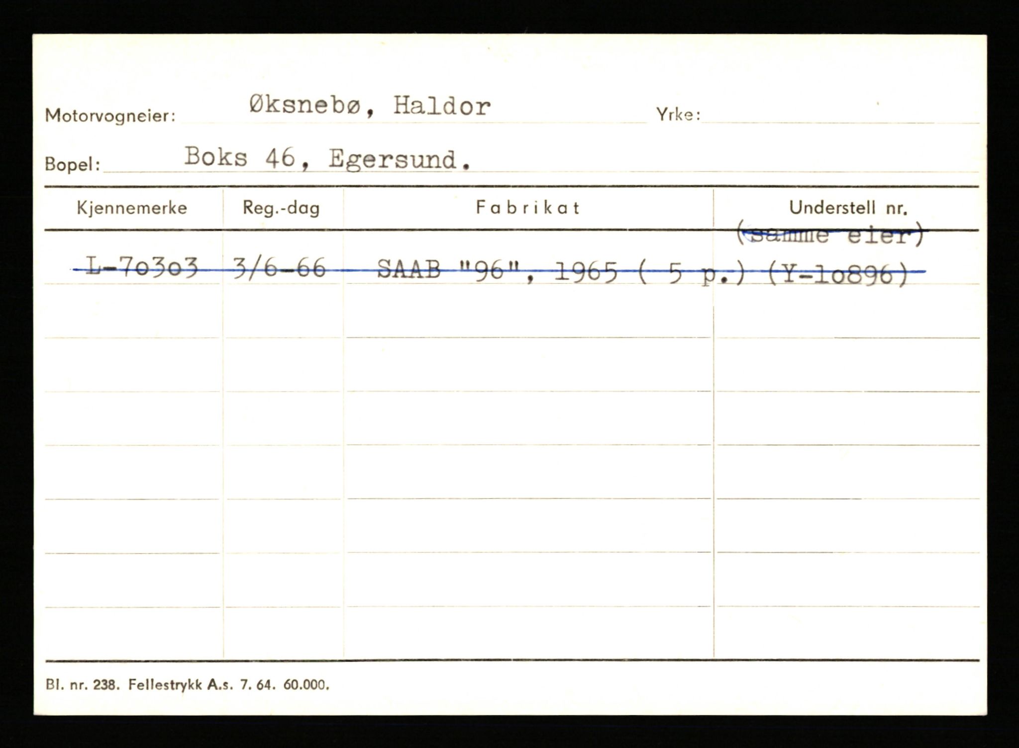 Stavanger trafikkstasjon, SAST/A-101942/0/H/L0044: Øksna - Åmo, 1930-1971, p. 3