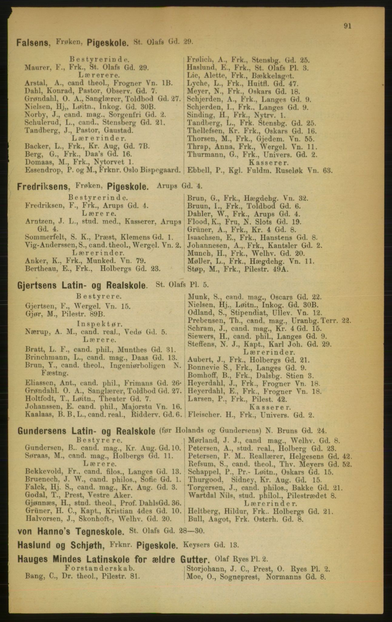 Kristiania/Oslo adressebok, PUBL/-, 1889, p. 91