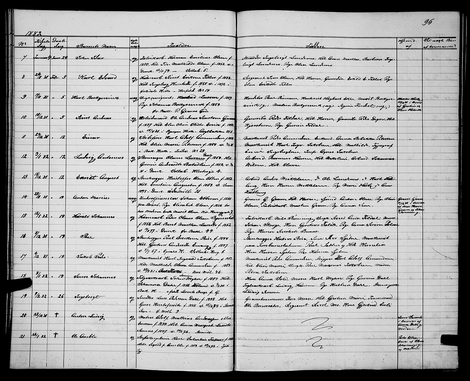 Ministerialprotokoller, klokkerbøker og fødselsregistre - Sør-Trøndelag, SAT/A-1456/604/L0220: Parish register (copy) no. 604C03, 1870-1885, p. 96