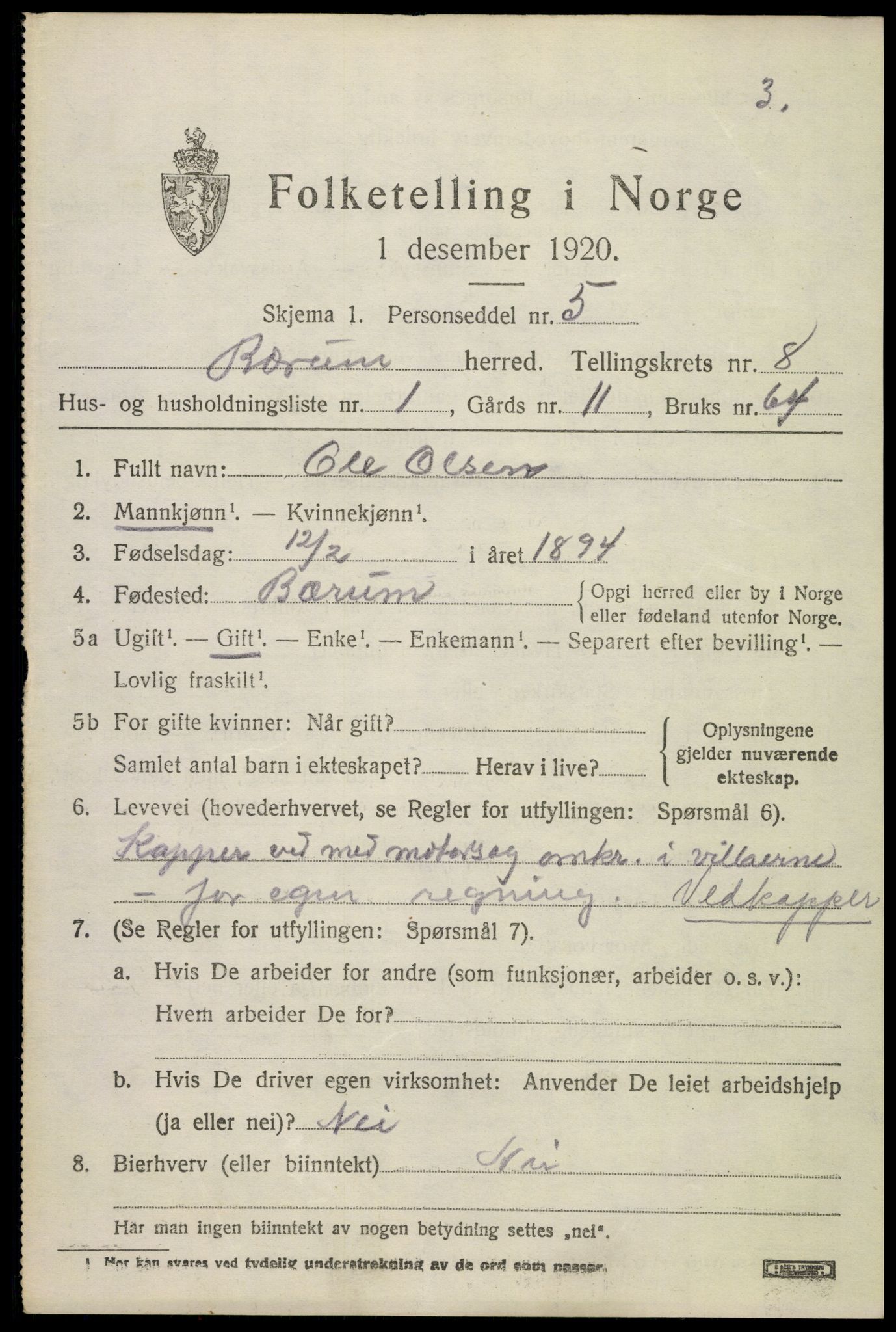 SAO, 1920 census for Bærum, 1920, p. 18204