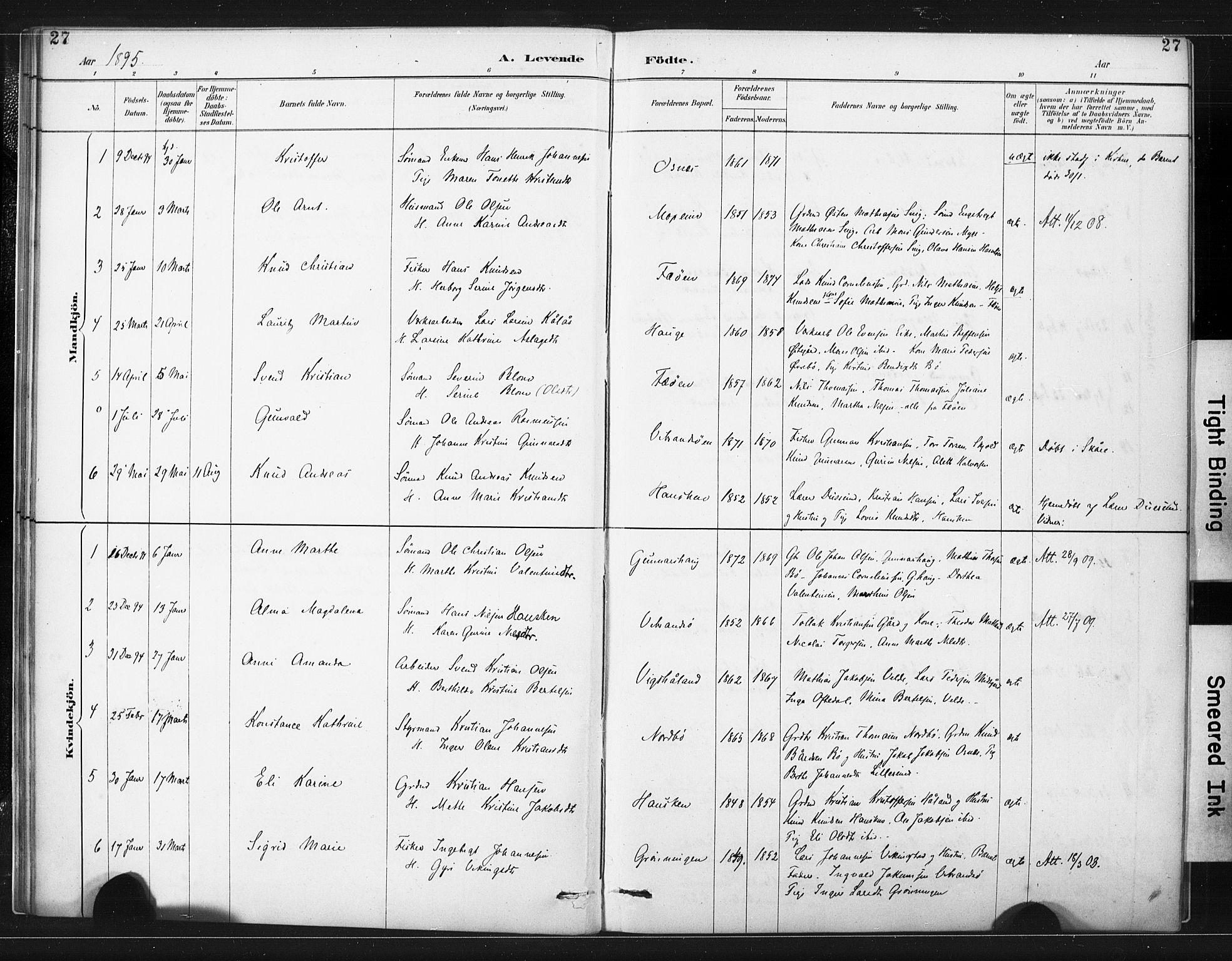 Torvastad sokneprestkontor, AV/SAST-A -101857/H/Ha/Haa/L0015: Parish register (official) no. A 14, 1888-1899, p. 27