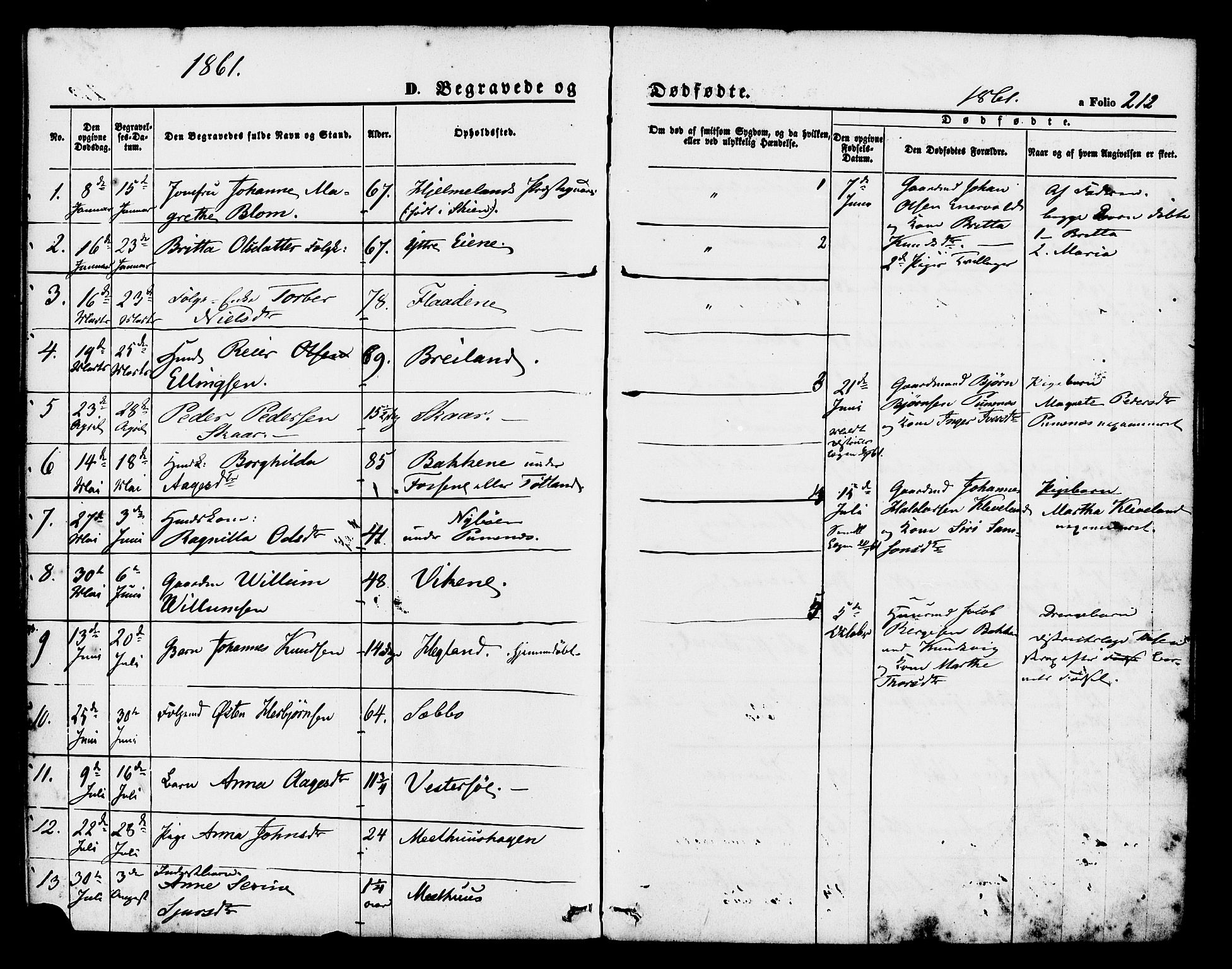 Hjelmeland sokneprestkontor, AV/SAST-A-101843/01/IV/L0011: Parish register (official) no. A 11, 1861-1878, p. 212