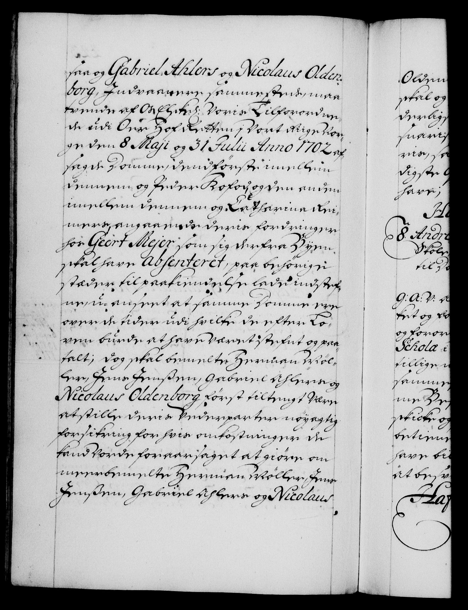 Danske Kanselli 1572-1799, RA/EA-3023/F/Fc/Fca/Fcaa/L0018: Norske registre, 1699-1703, p. 443b