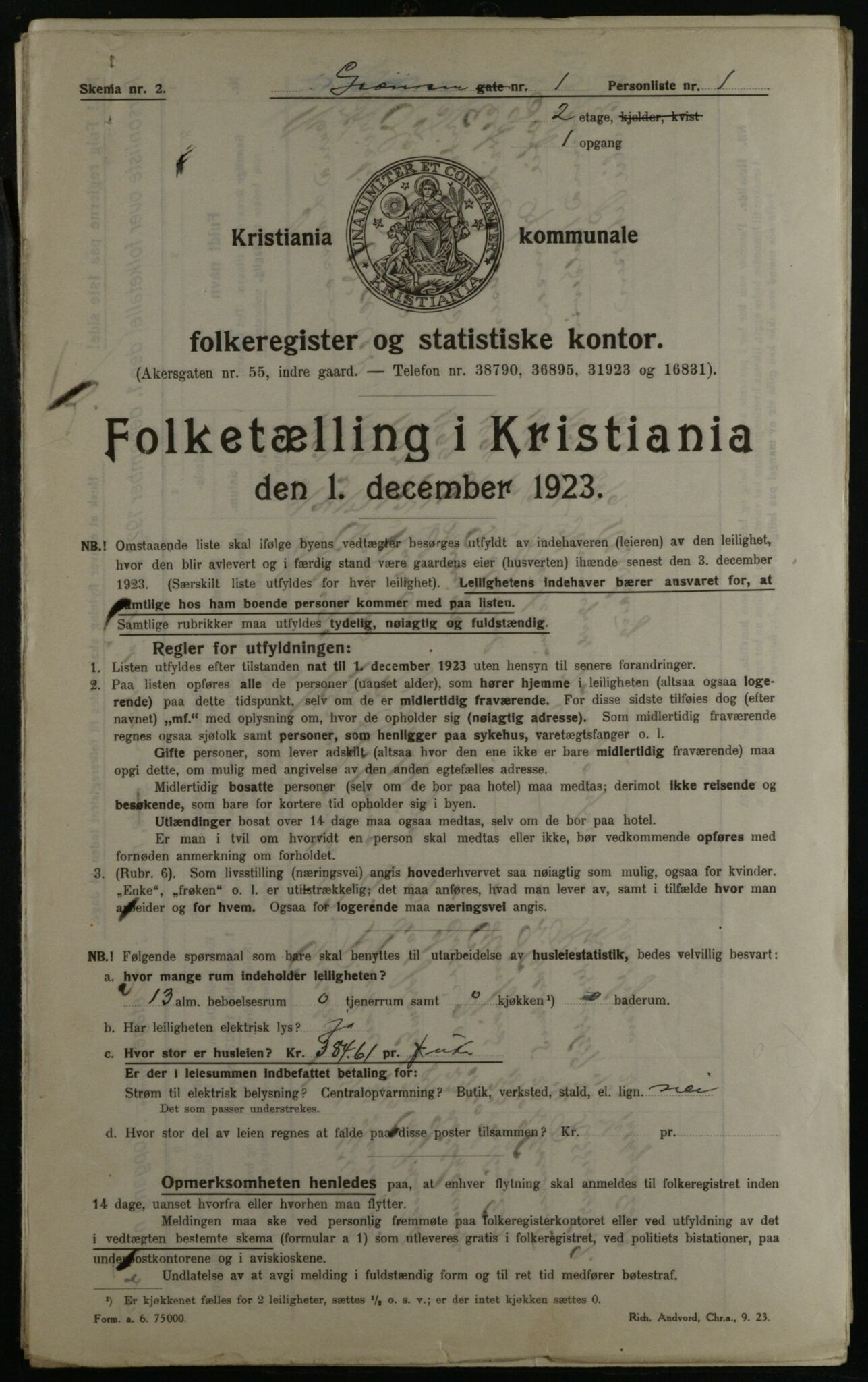 OBA, Municipal Census 1923 for Kristiania, 1923, p. 33590