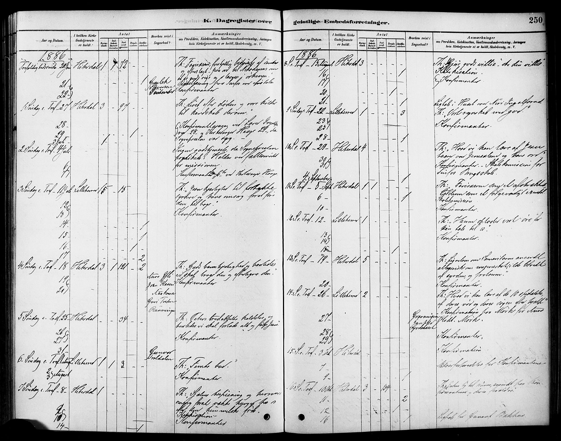 Heddal kirkebøker, SAKO/A-268/F/Fa/L0009: Parish register (official) no. I 9, 1878-1903, p. 250