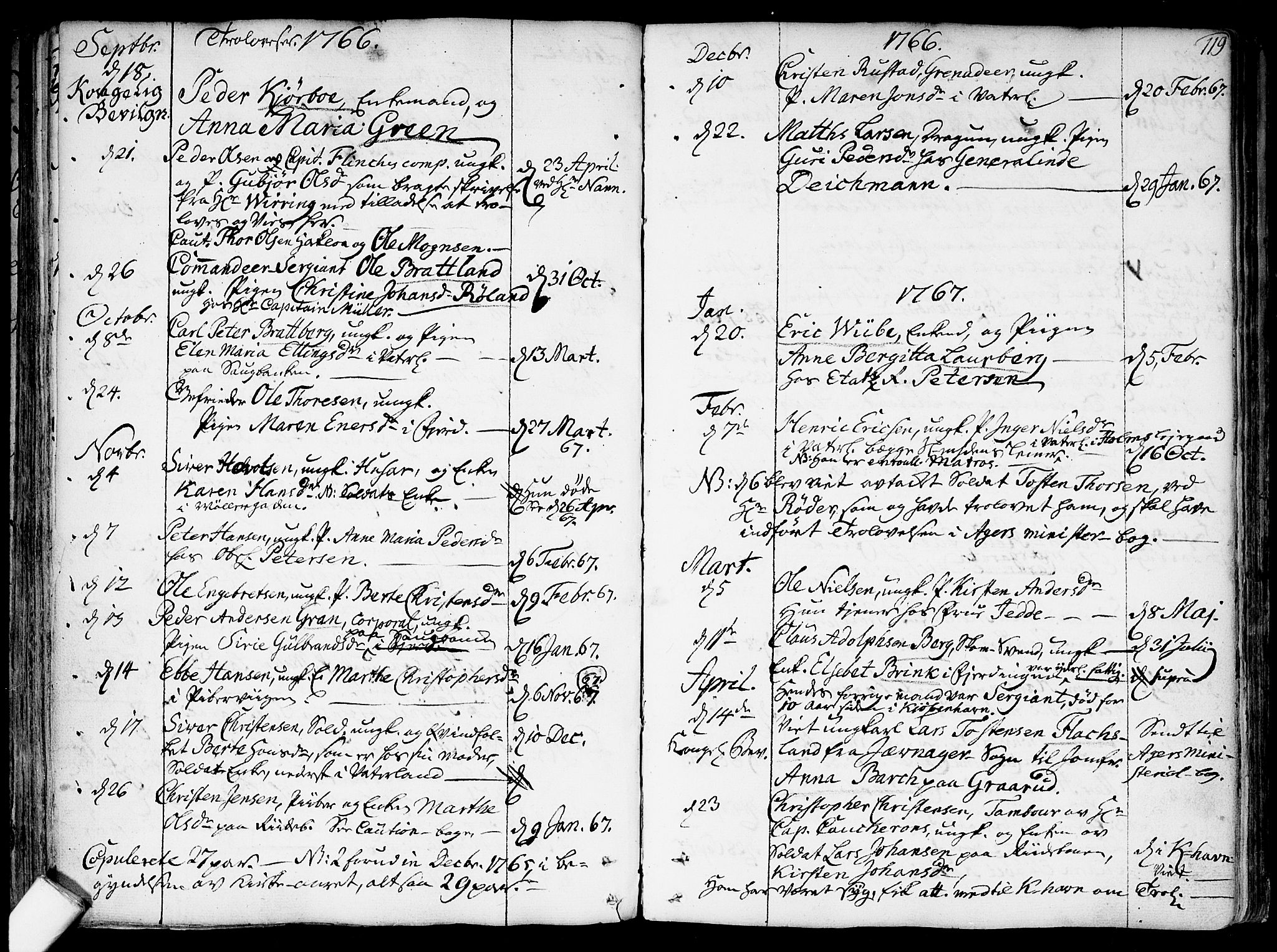 Garnisonsmenigheten Kirkebøker, SAO/A-10846/F/Fa/L0002: Parish register (official) no. 2, 1757-1776, p. 119