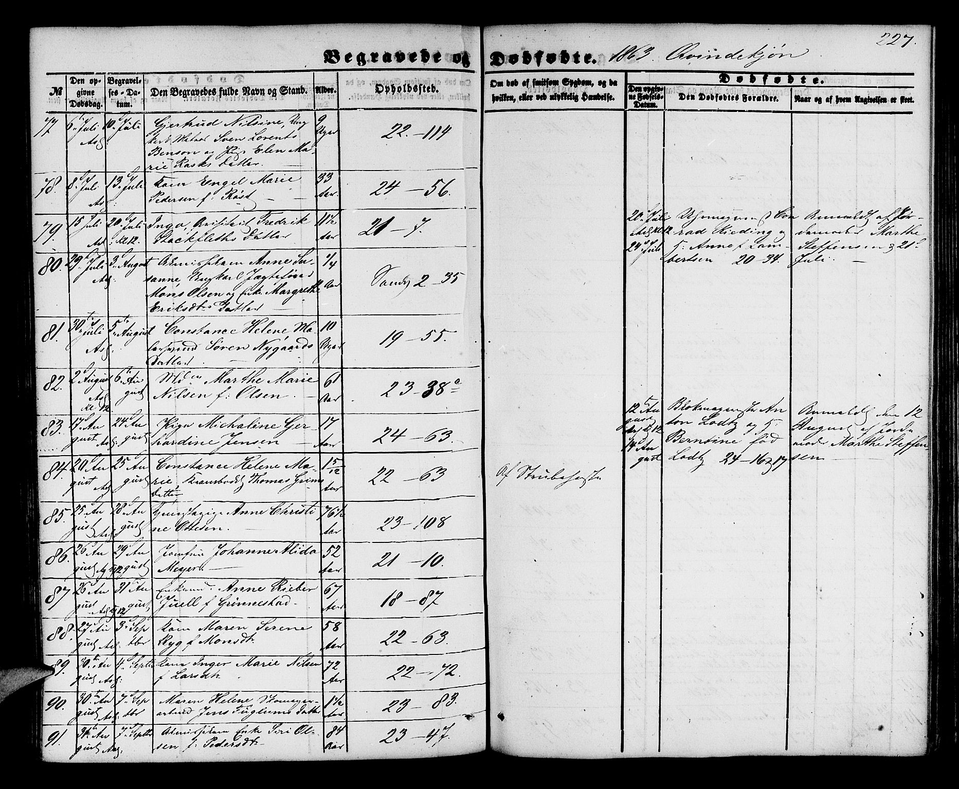 Korskirken sokneprestembete, SAB/A-76101/H/Hab: Parish register (copy) no. E 2, 1851-1871, p. 227